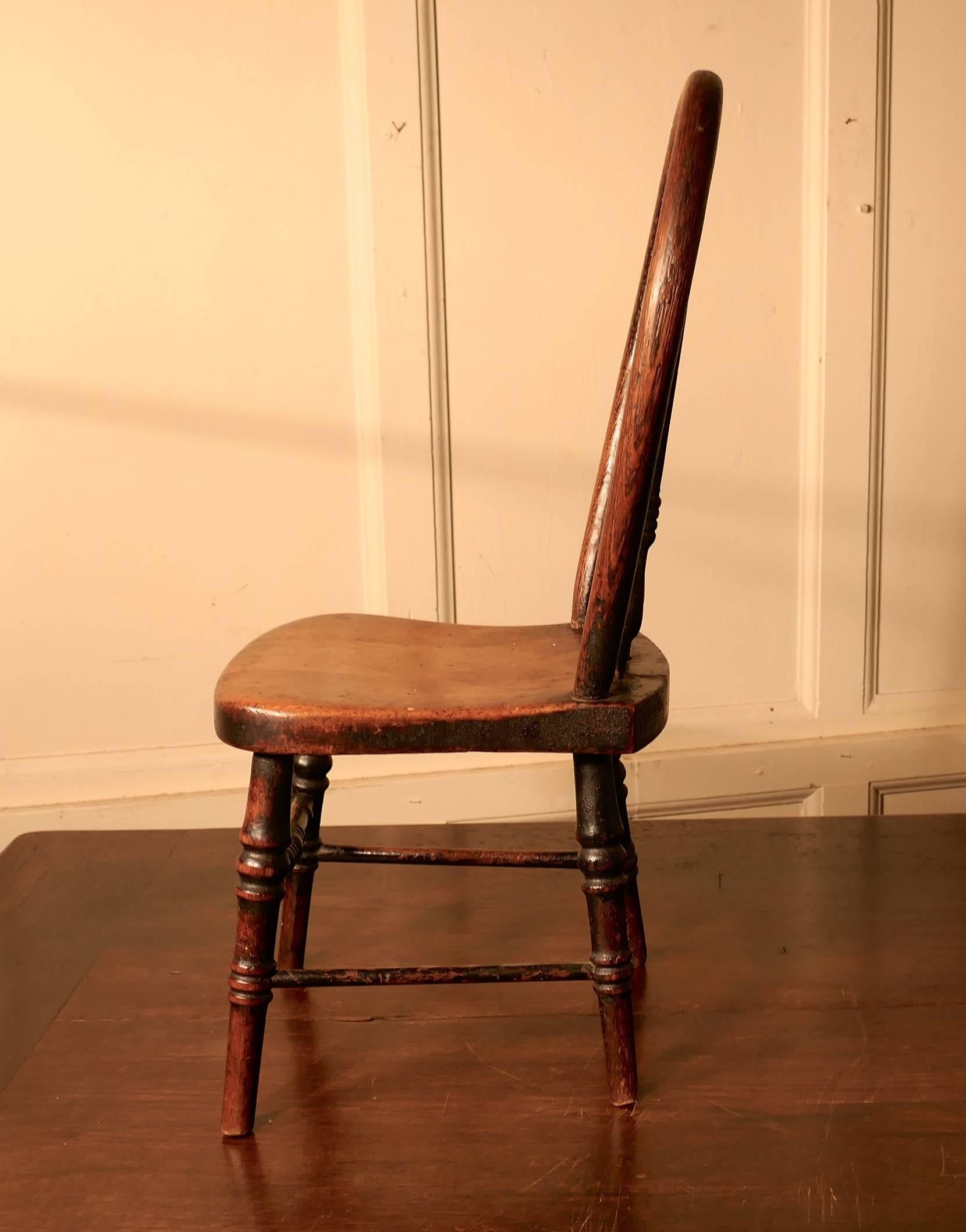 Miniature Ash Back Kitchen Chair 19th Century Apprentice Piece  In Good Condition For Sale In Chillerton, Isle of Wight