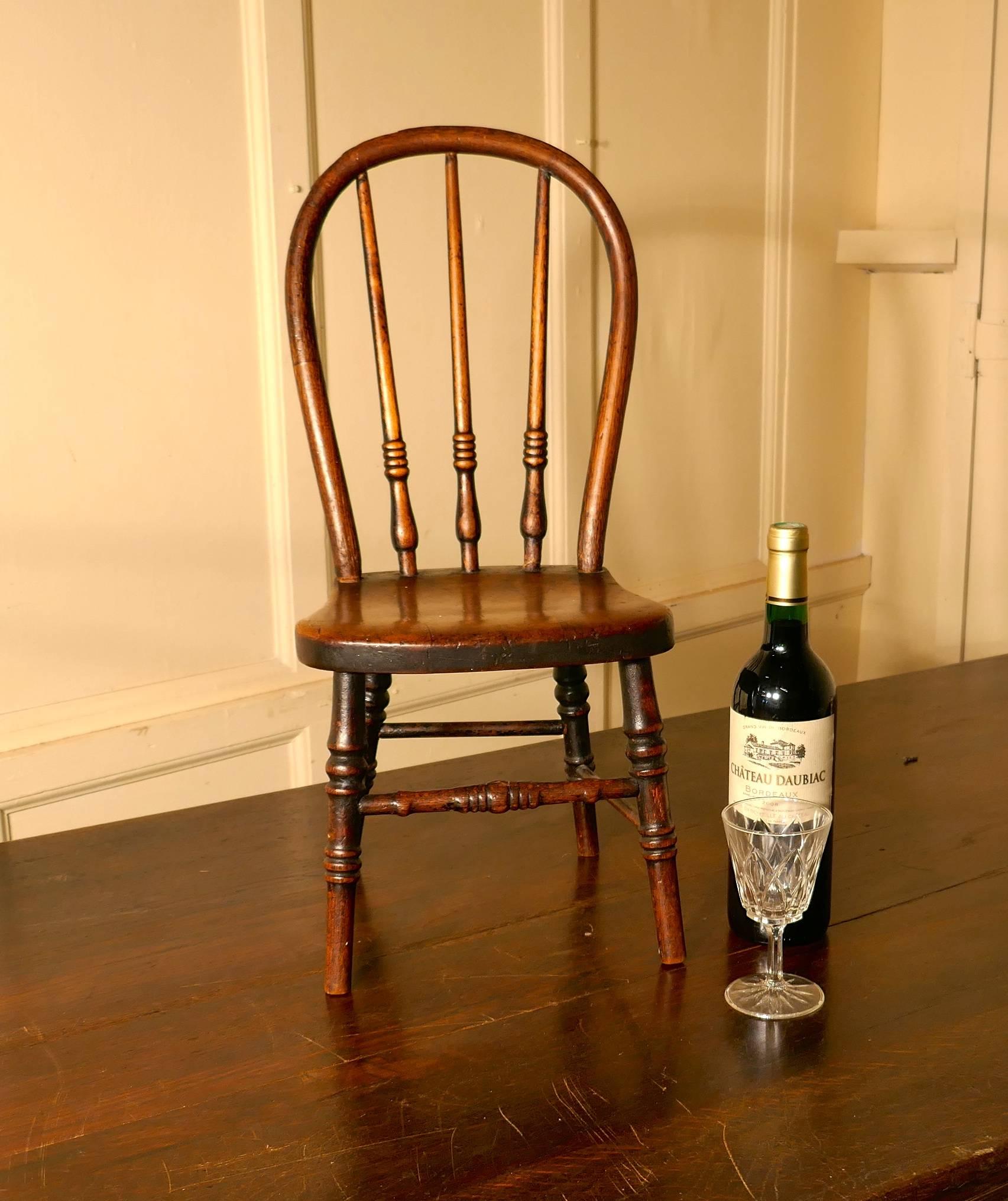 Miniature Ash Back Kitchen Chair 19th Century Apprentice Piece  For Sale 1