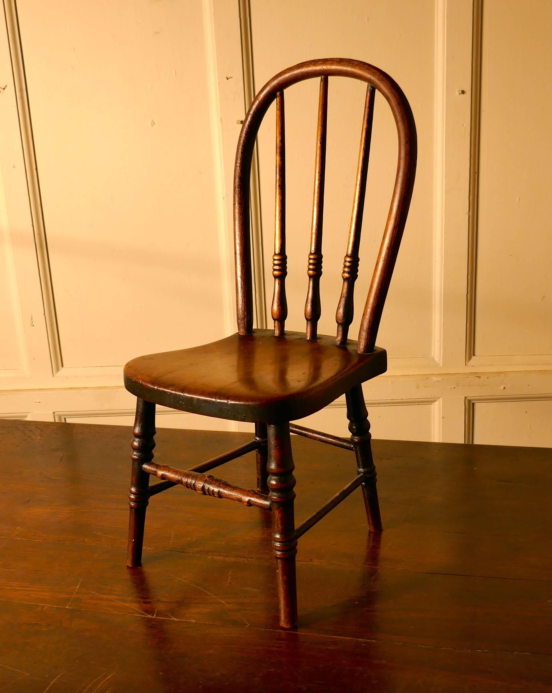 Miniature Ash Back Kitchen Chair 19th Century Apprentice Piece  For Sale 3