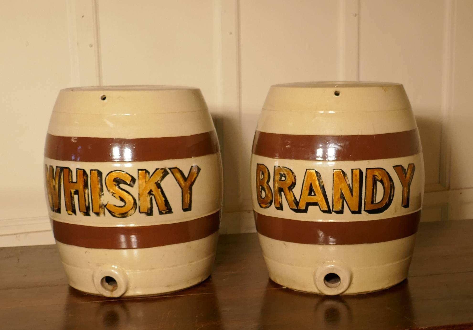 Large Pair of 19th Century Stoneware Brandy & Whisky Barrels In Good Condition In Chillerton, Isle of Wight