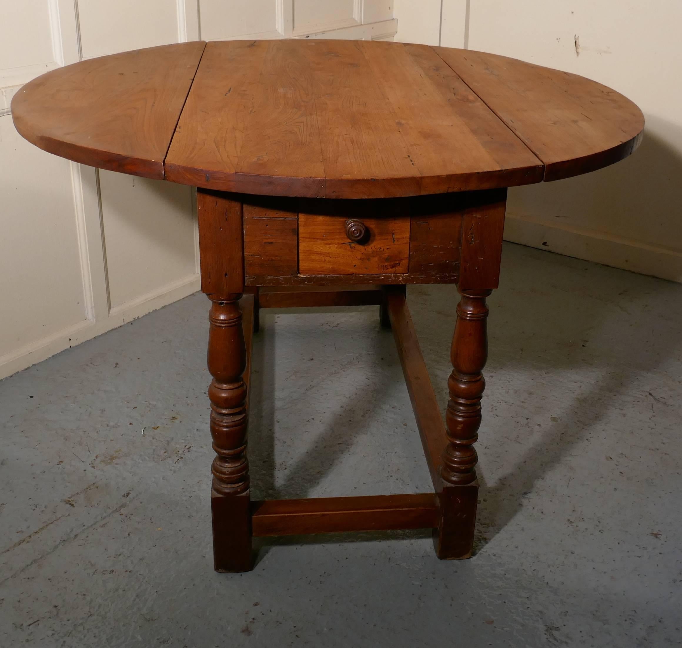 French Country Elm Drop-Leaf Table, Kitchen Dining Table 1