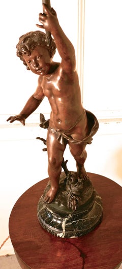 Lampe d'un chérubin ou de putti d'après Ernest Justin Ferrand