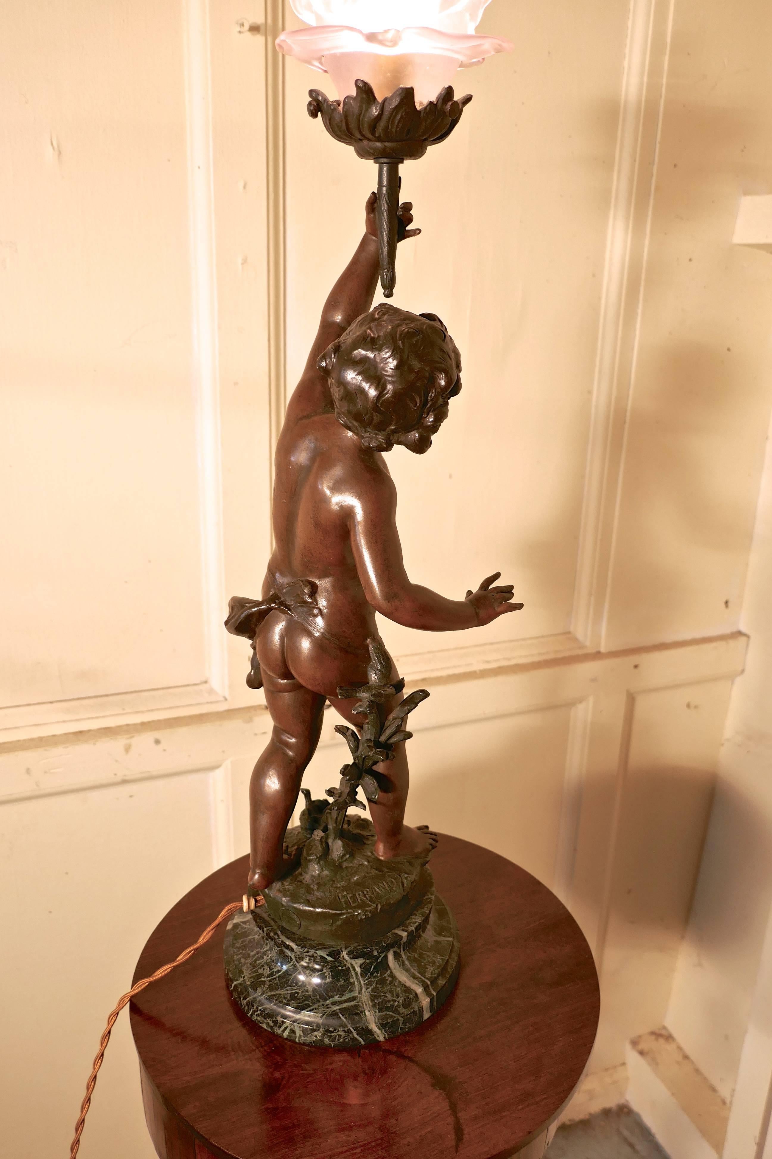 bronze cherub lamp