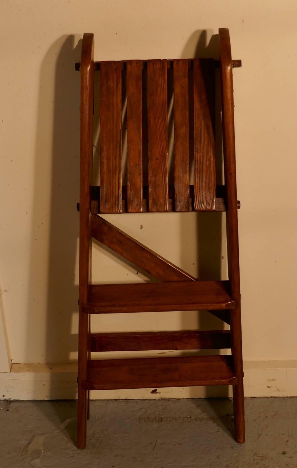 Industrial steps for kitchen library or shop display

This a piece from our Industrial past, the steps came from a Drapery shop and date from circa 1900
This is a sturdy piece made in pine and beech there are two steps and a top platform, these