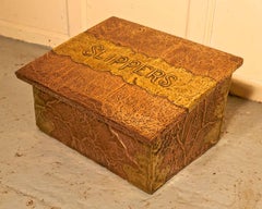 Arts & Crafts Hand Beaten Copper and Brass Fireside Slipper Box