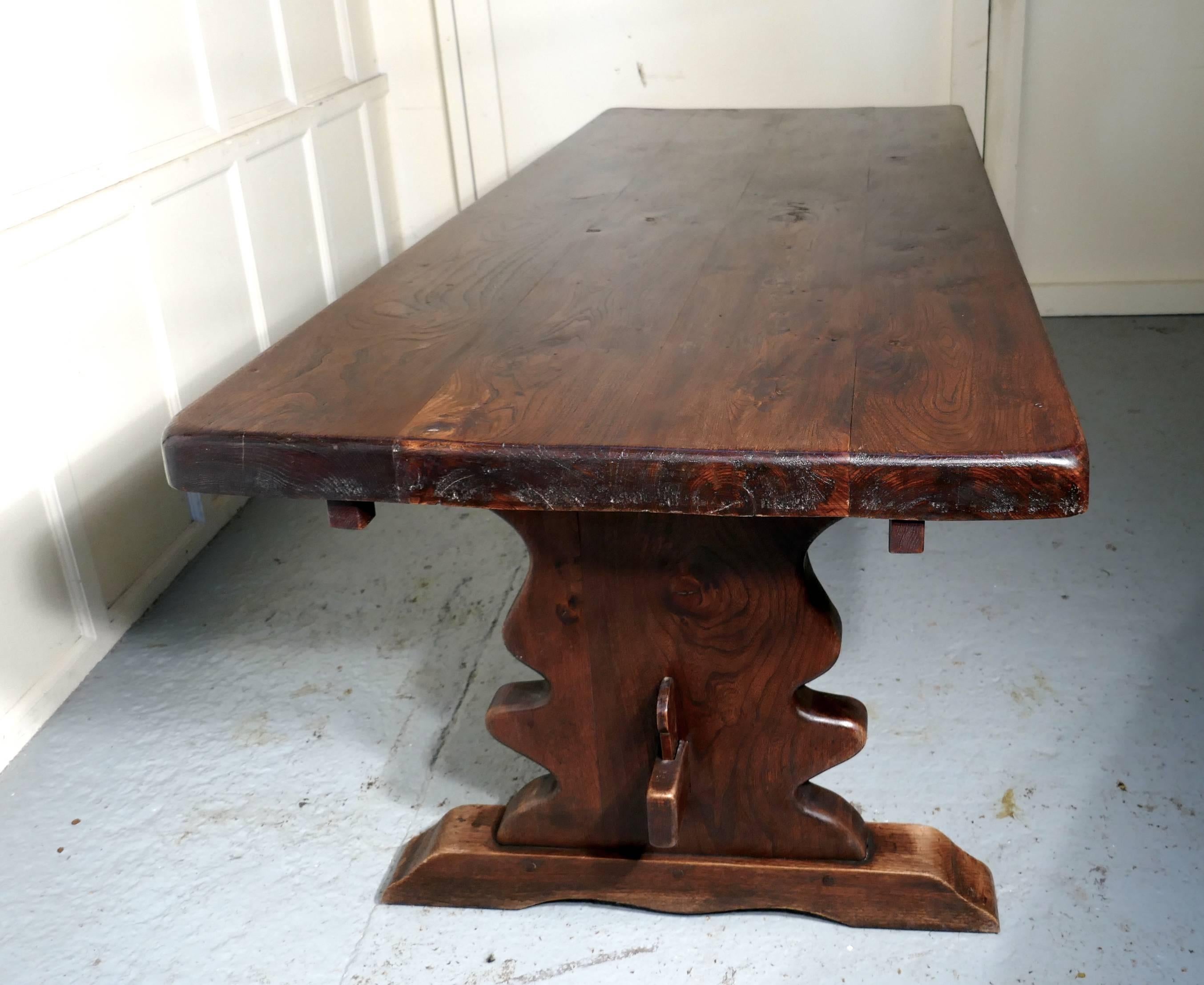 Large French Elm Refectory Extending Table 4