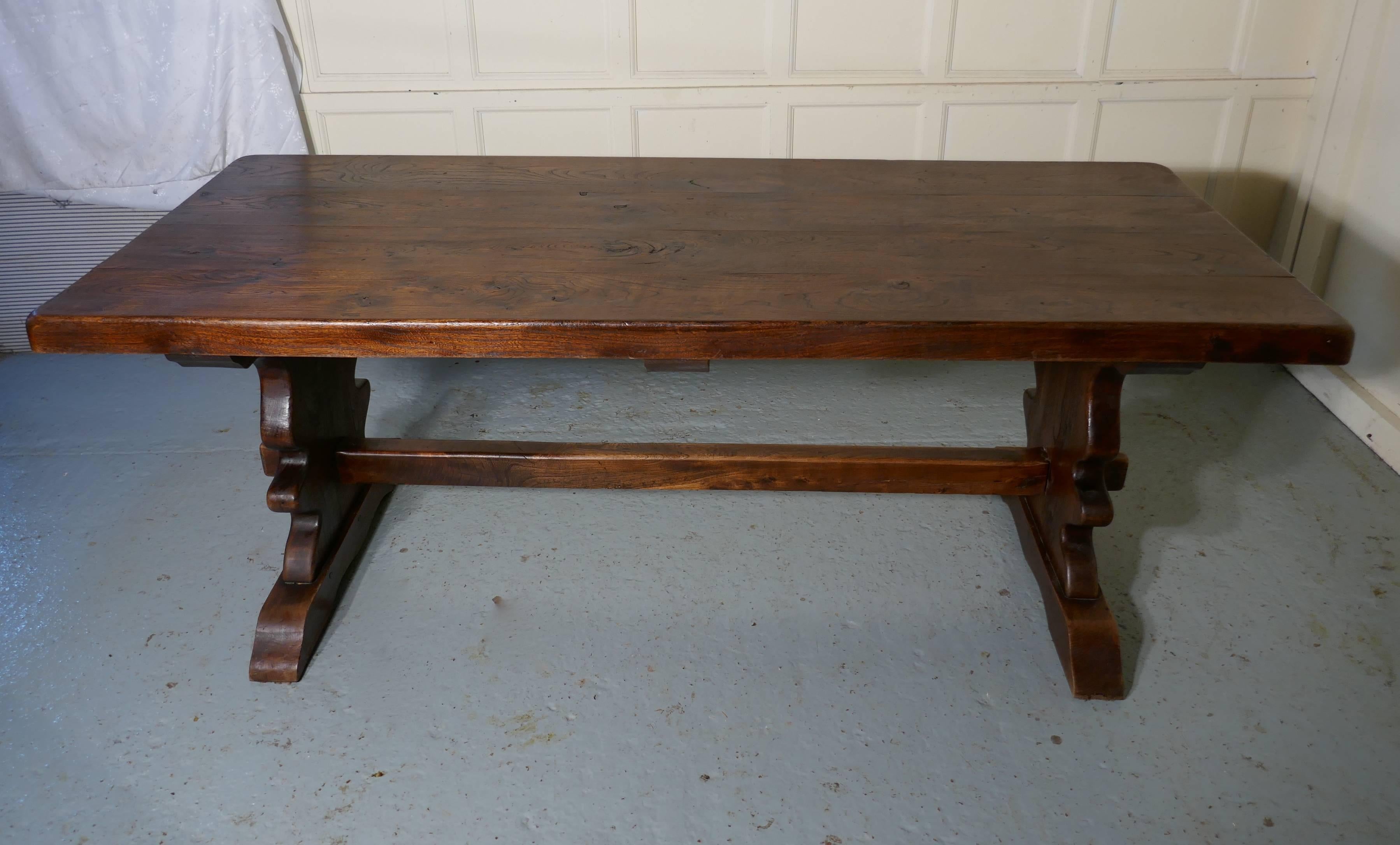 19th Century Large French Elm Refectory Extending Table