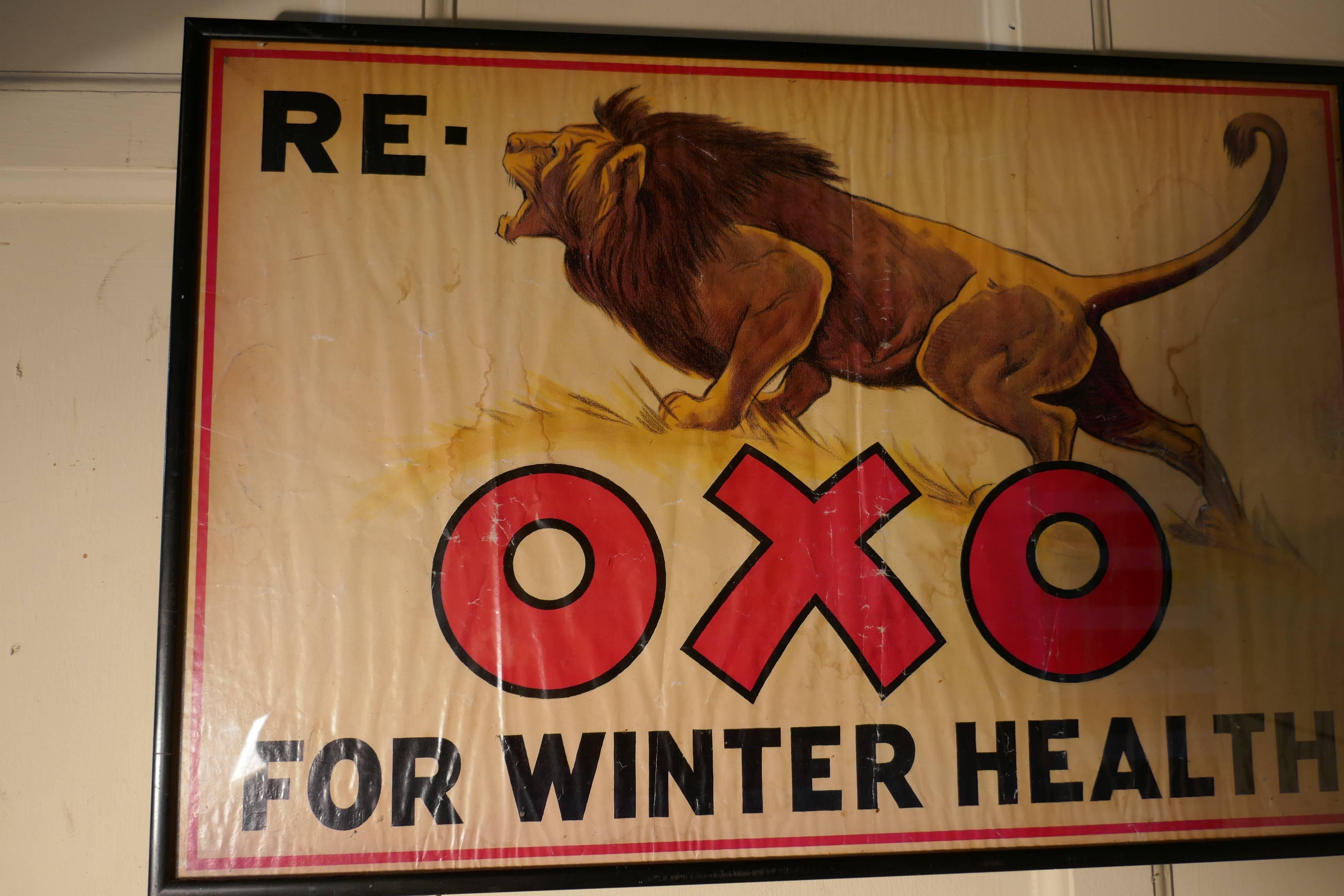 English Charming Advertising Sign, Re Lion Oxo for Winter Health For Sale