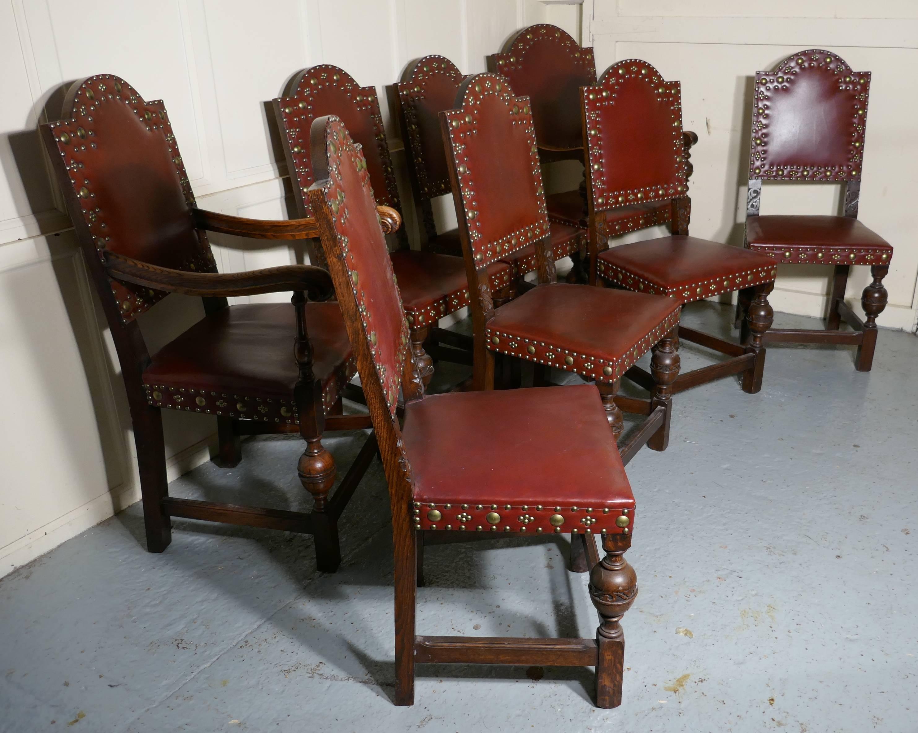 Set of Eight Gothic Oak Dining Chairs by Gillows 3