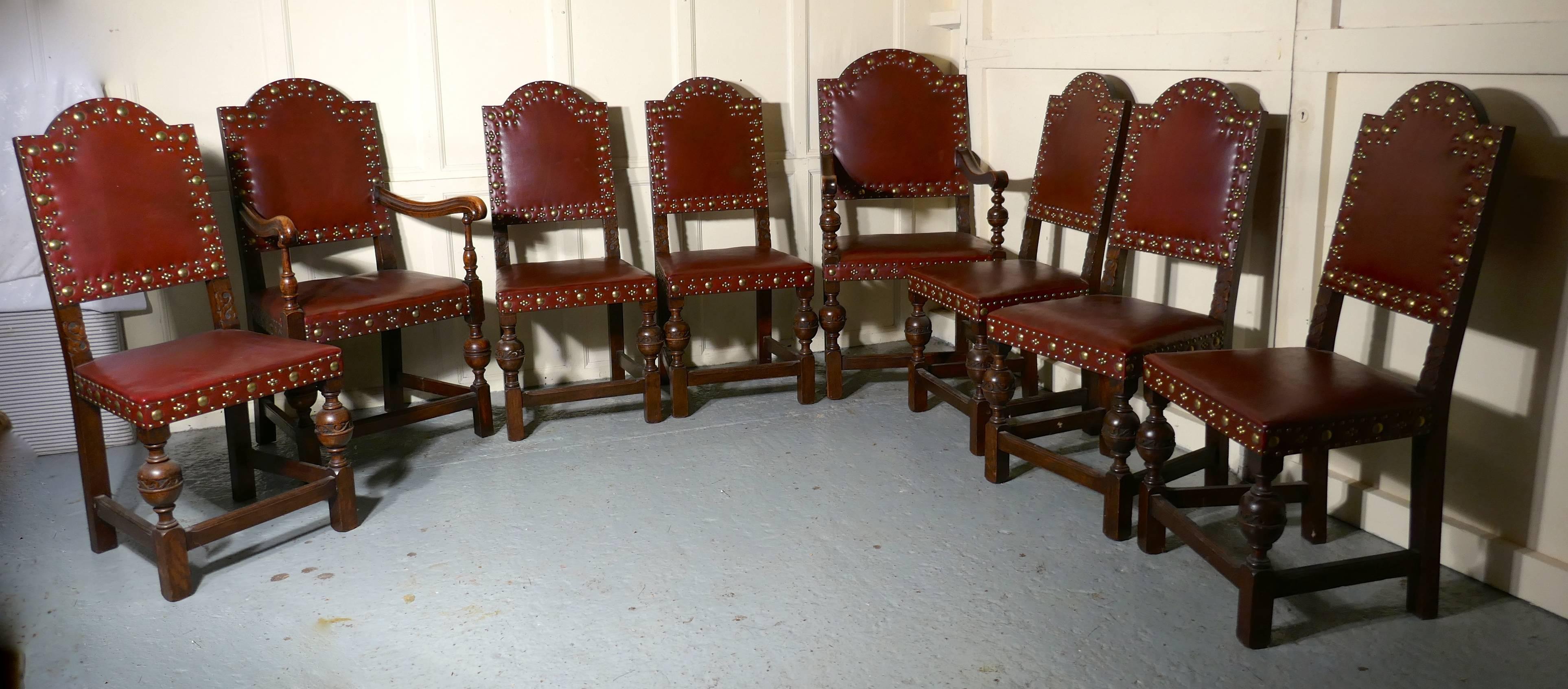 Set of Eight Gothic Oak Dining Chairs by Gillows 2