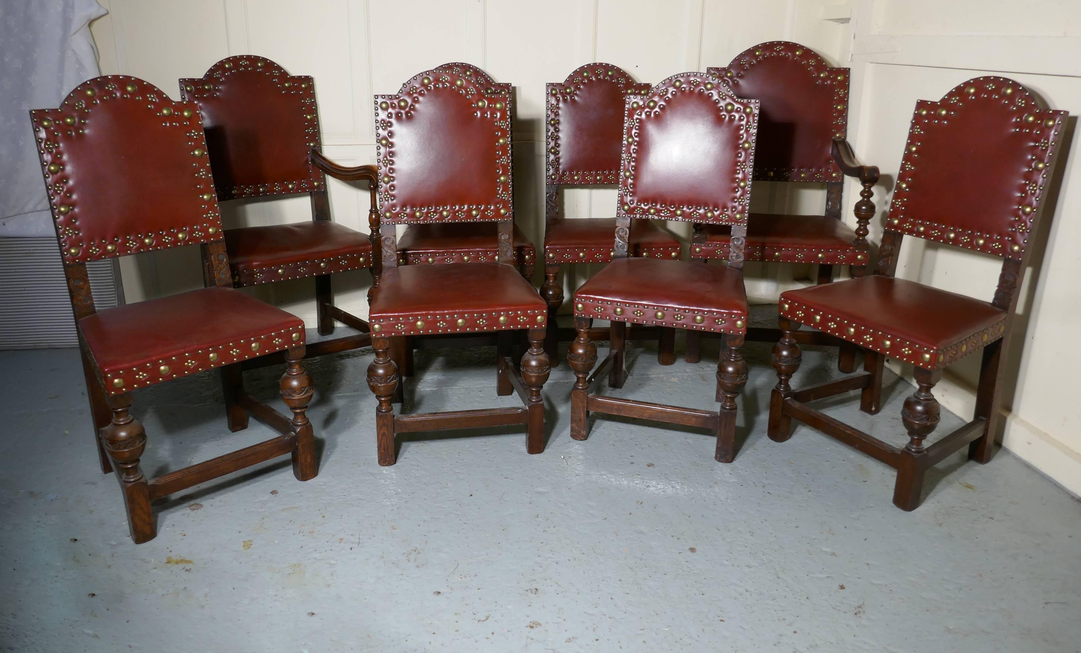 Set of Eight Gothic Oak Dining Chairs by Gillows 5