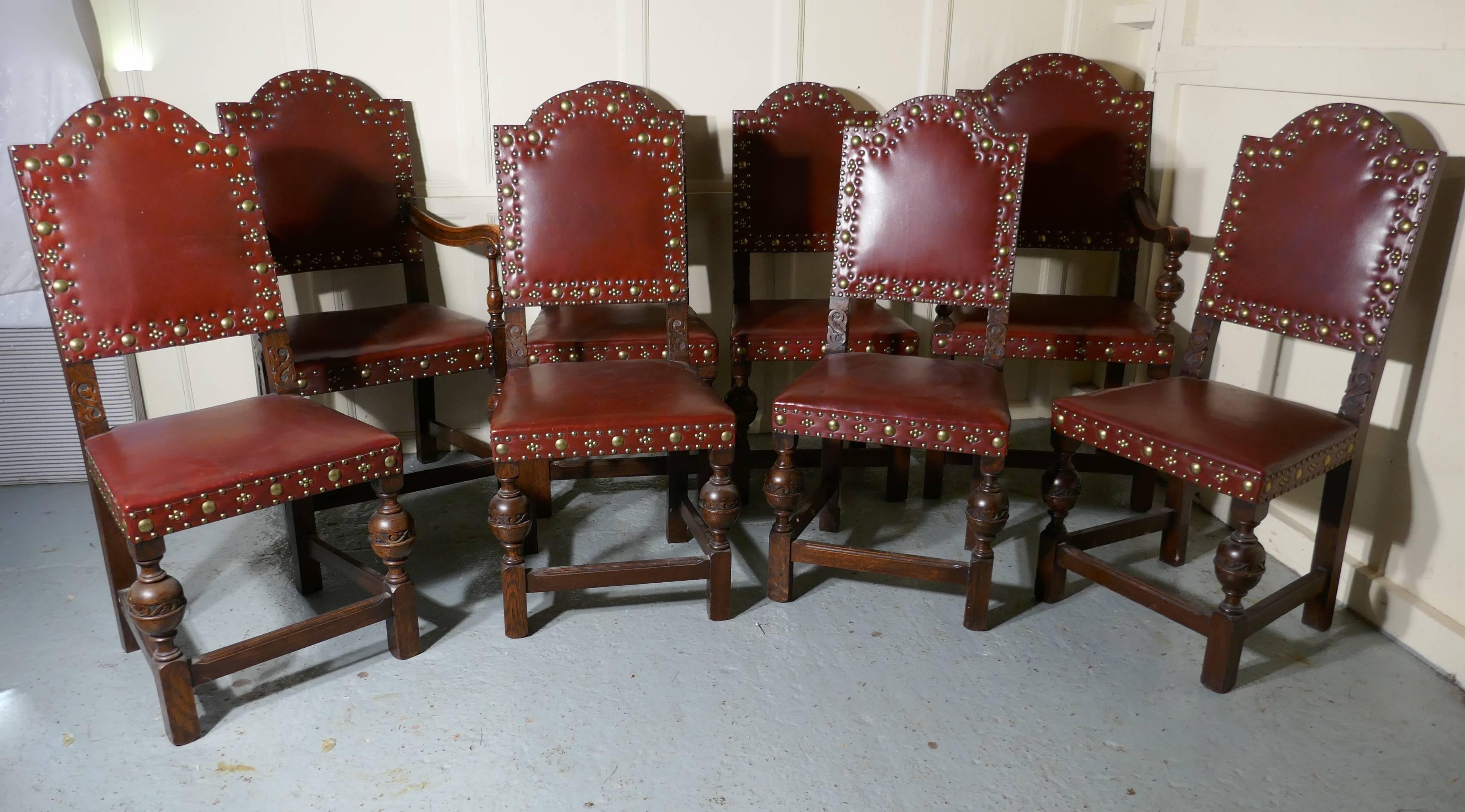 Set of Eight Gothic Oak Dining Chairs by Gillows 4