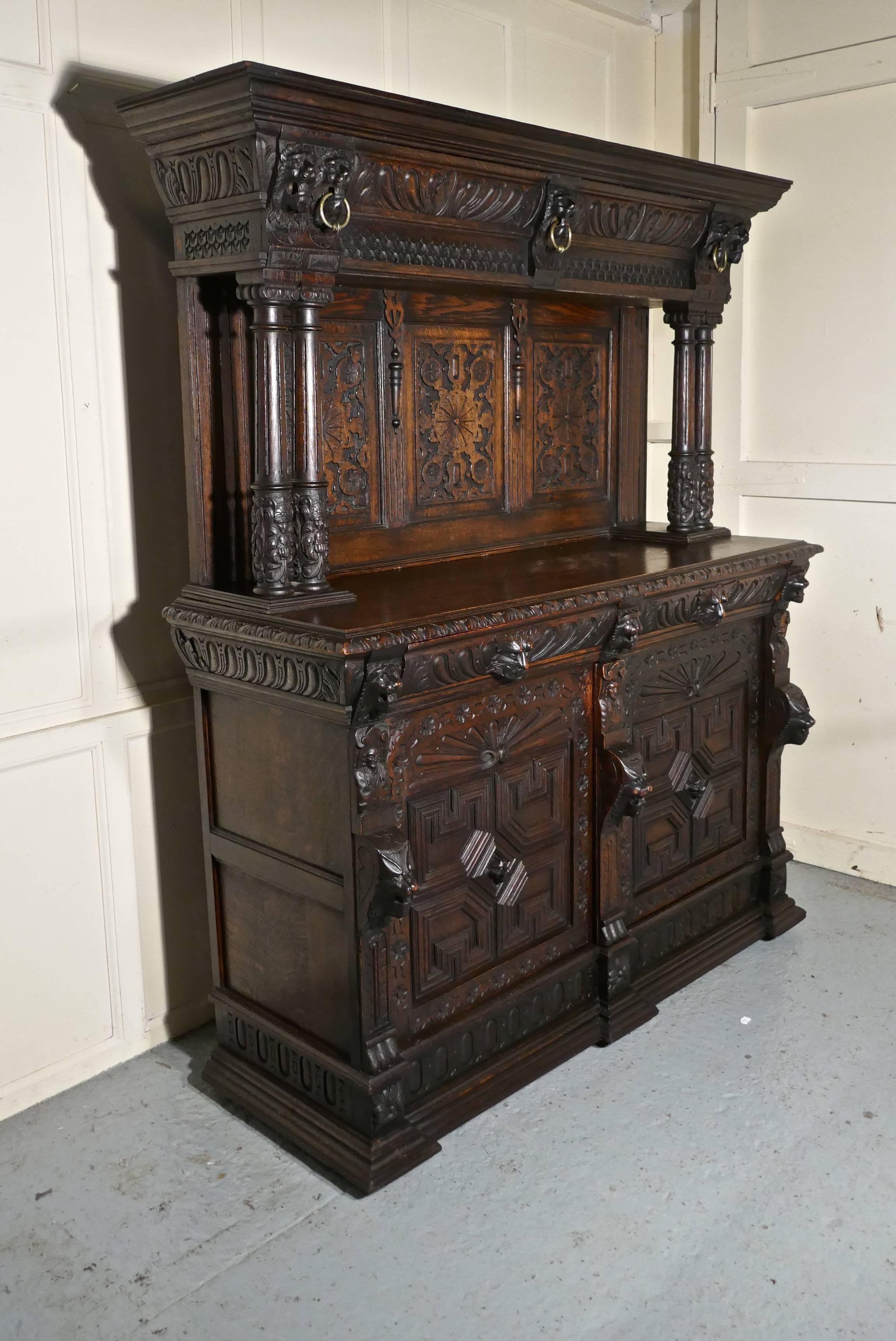 18th Century Carved Oak Buffet Sideboard Dresser 1