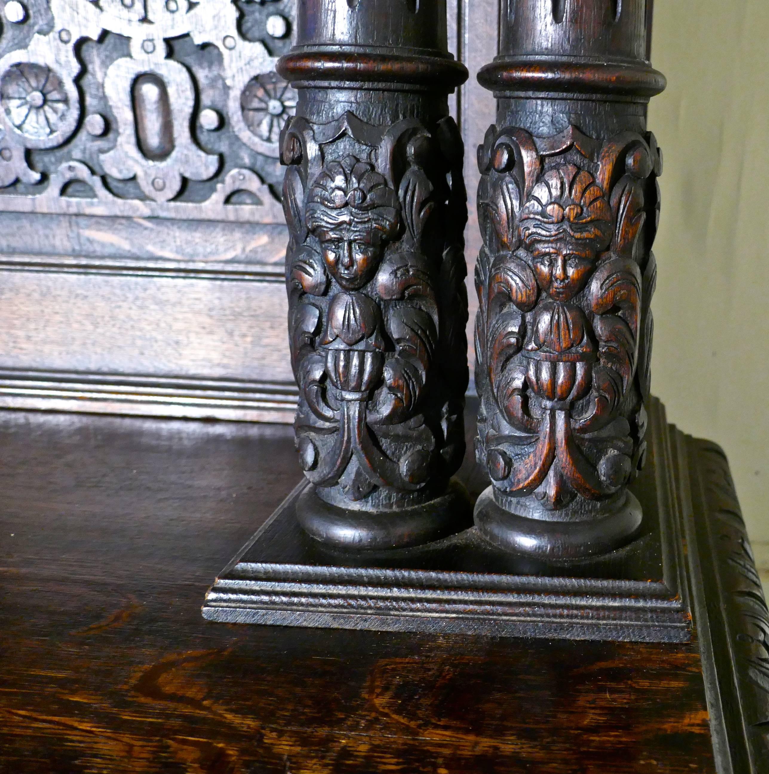 European 18th Century Carved Oak Buffet Sideboard Dresser