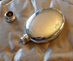 Oval Silver Hip Flask, 1904