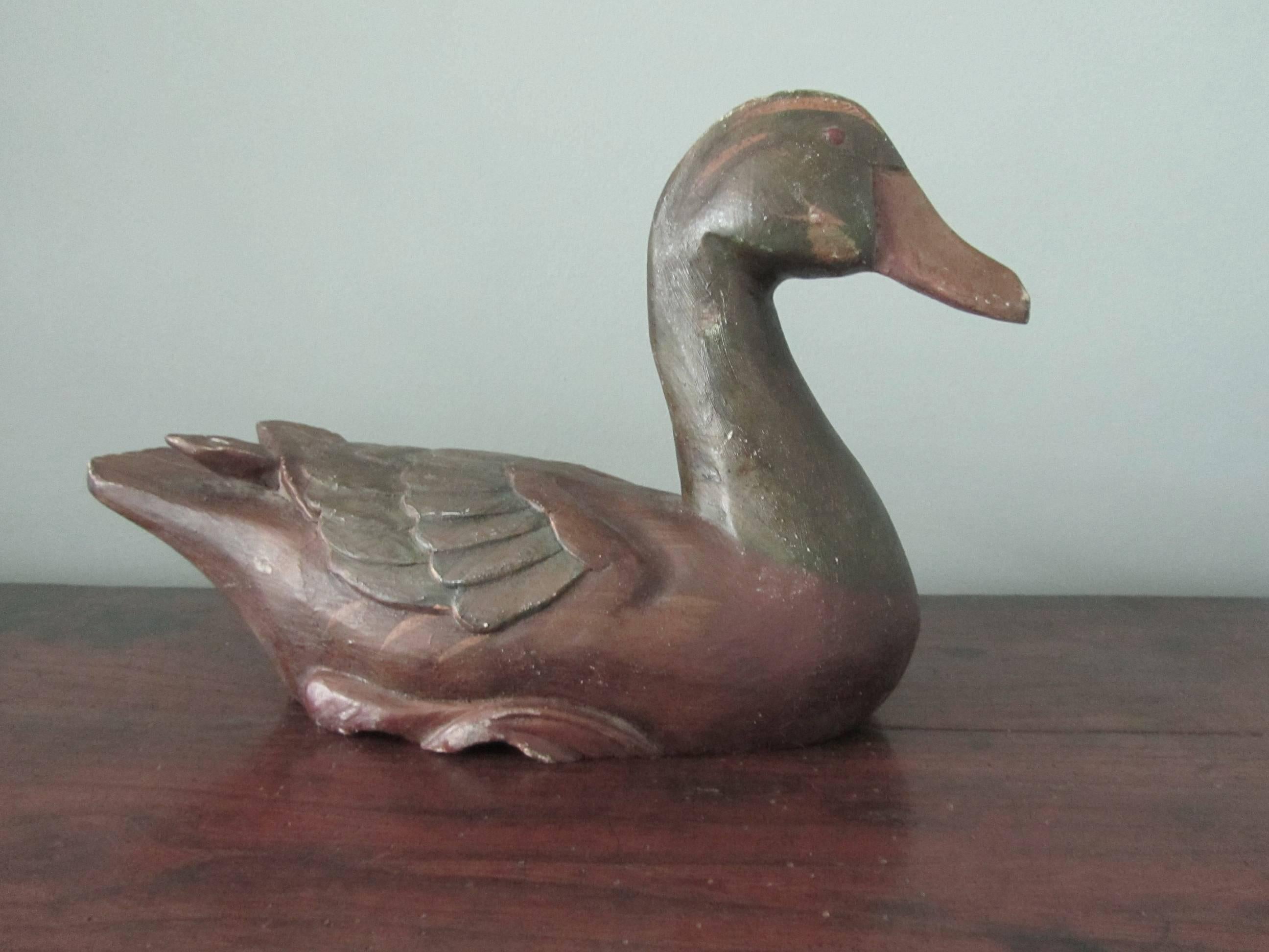 Folk Art Superbly Painted and Carved Decoy Duck