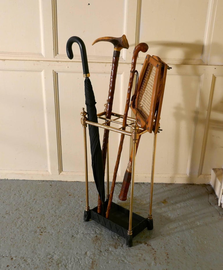 Victorian Brass and Cast Iron Walking Stick Stand or Umbrella Stand at
