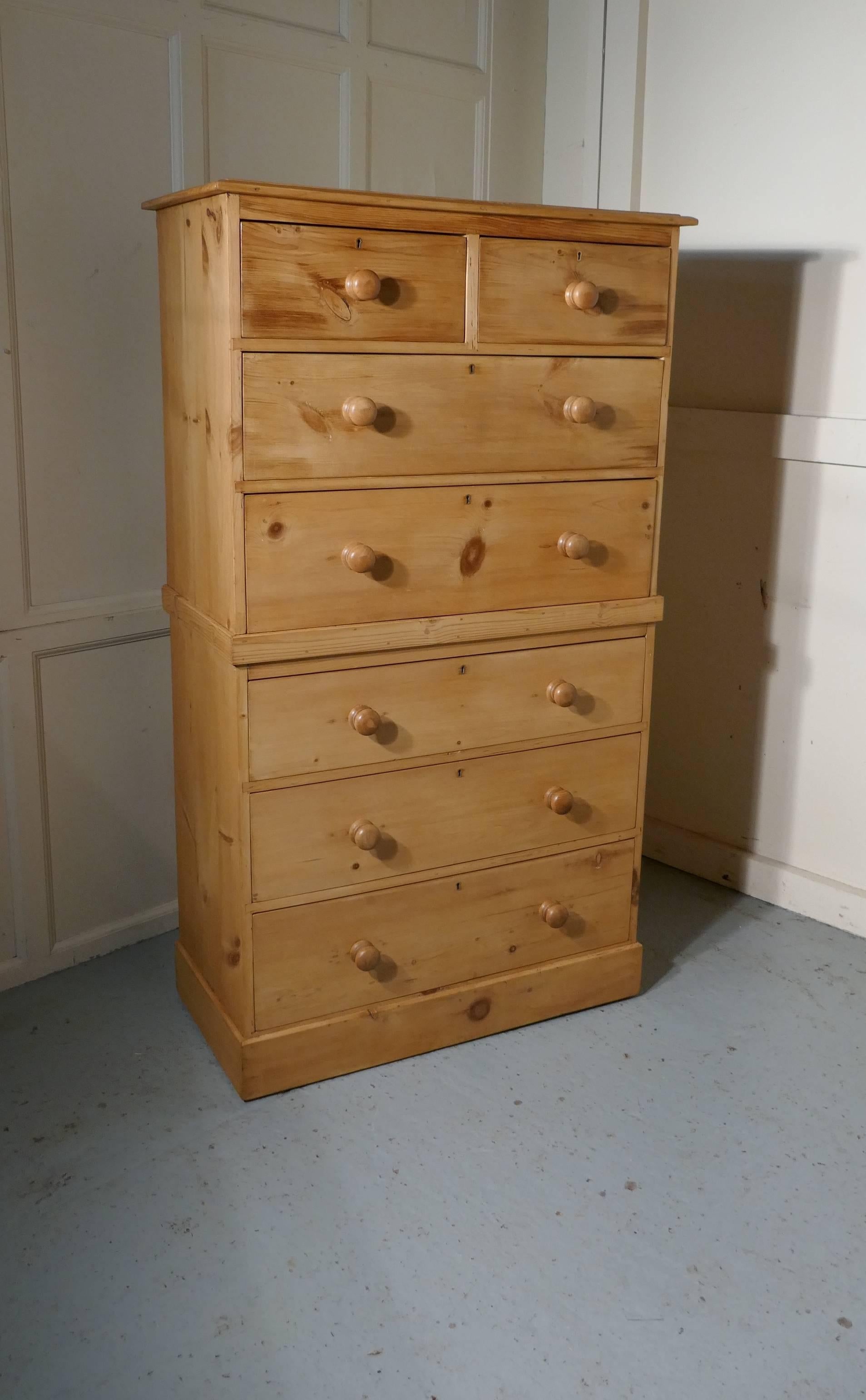 Victorian Seven Pine Drawer Chest on Chest 1