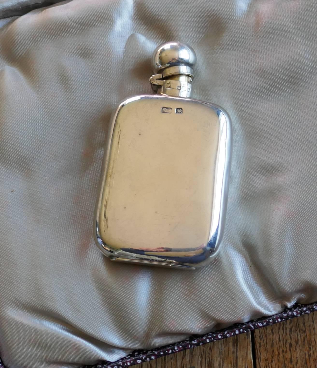 Campaign Silver Hall Marked Hip or Pocket Flask, Richard Burbridge Date 1915