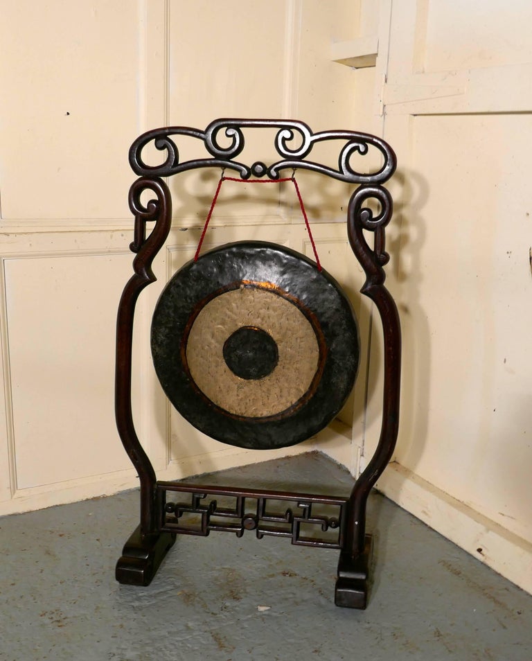Oriental Rosewood, Brass Dinner Gong For Sale at 1stDibs