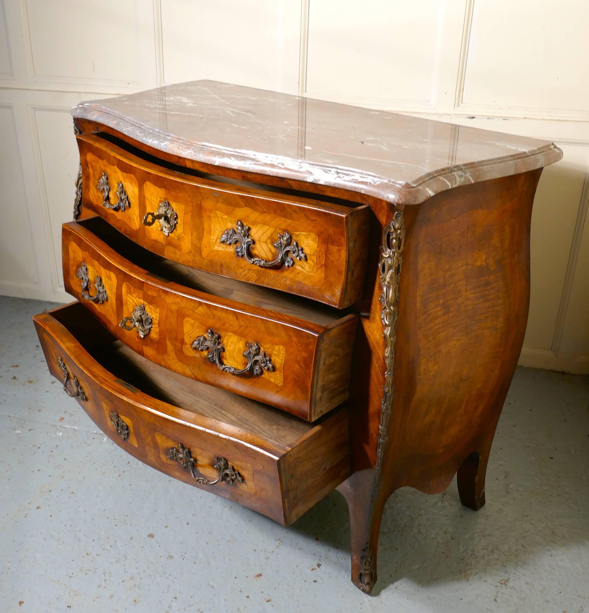 Rococo Early 19th Century French Bombe Commode Chest of Drawers