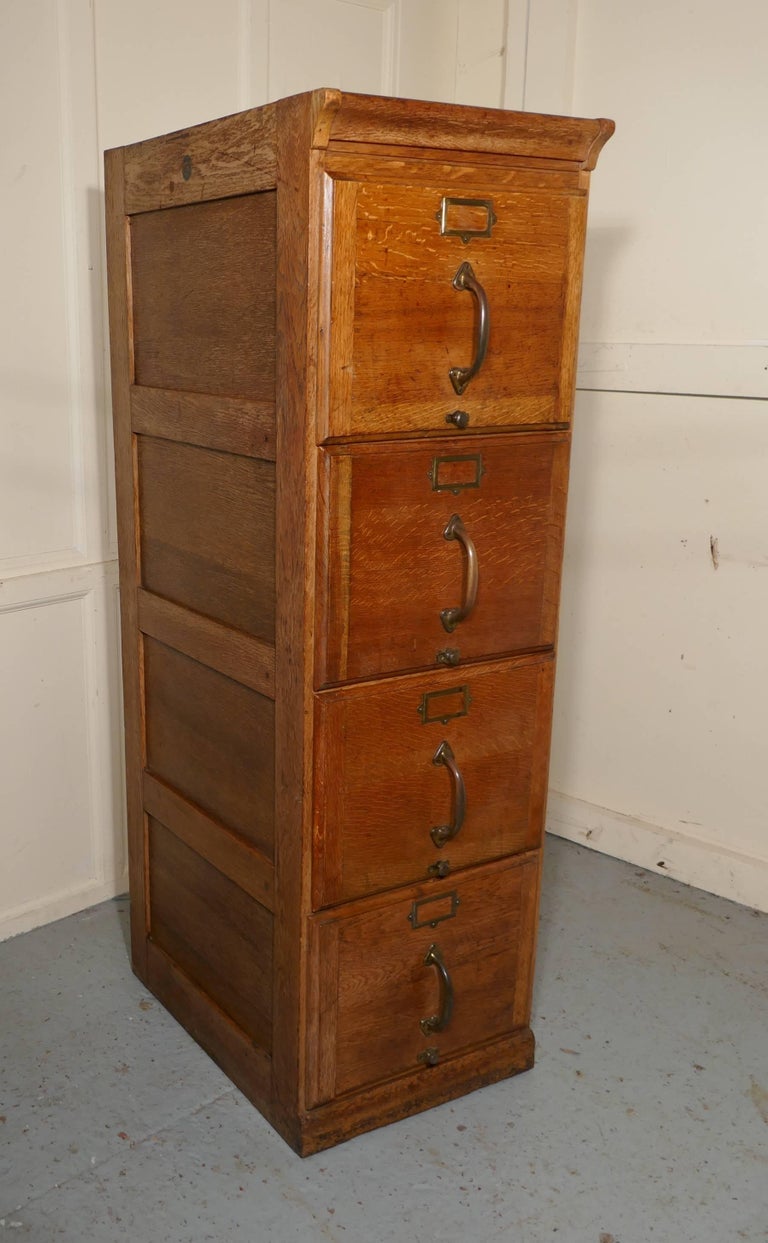 Large Art Deco Four-Drawer Oak Filing Cabinet at 1stdibs