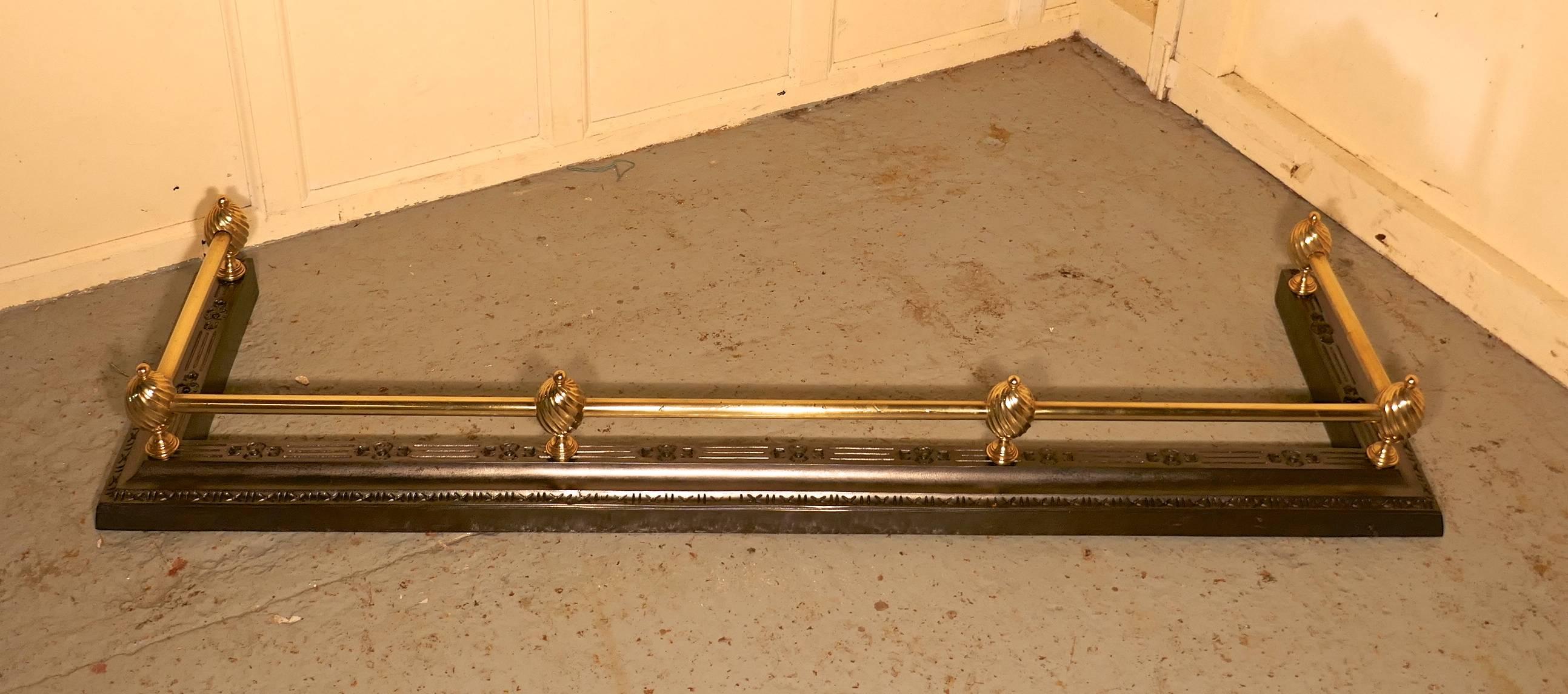 Large Victorian Brass and Polished Steel Fender  1