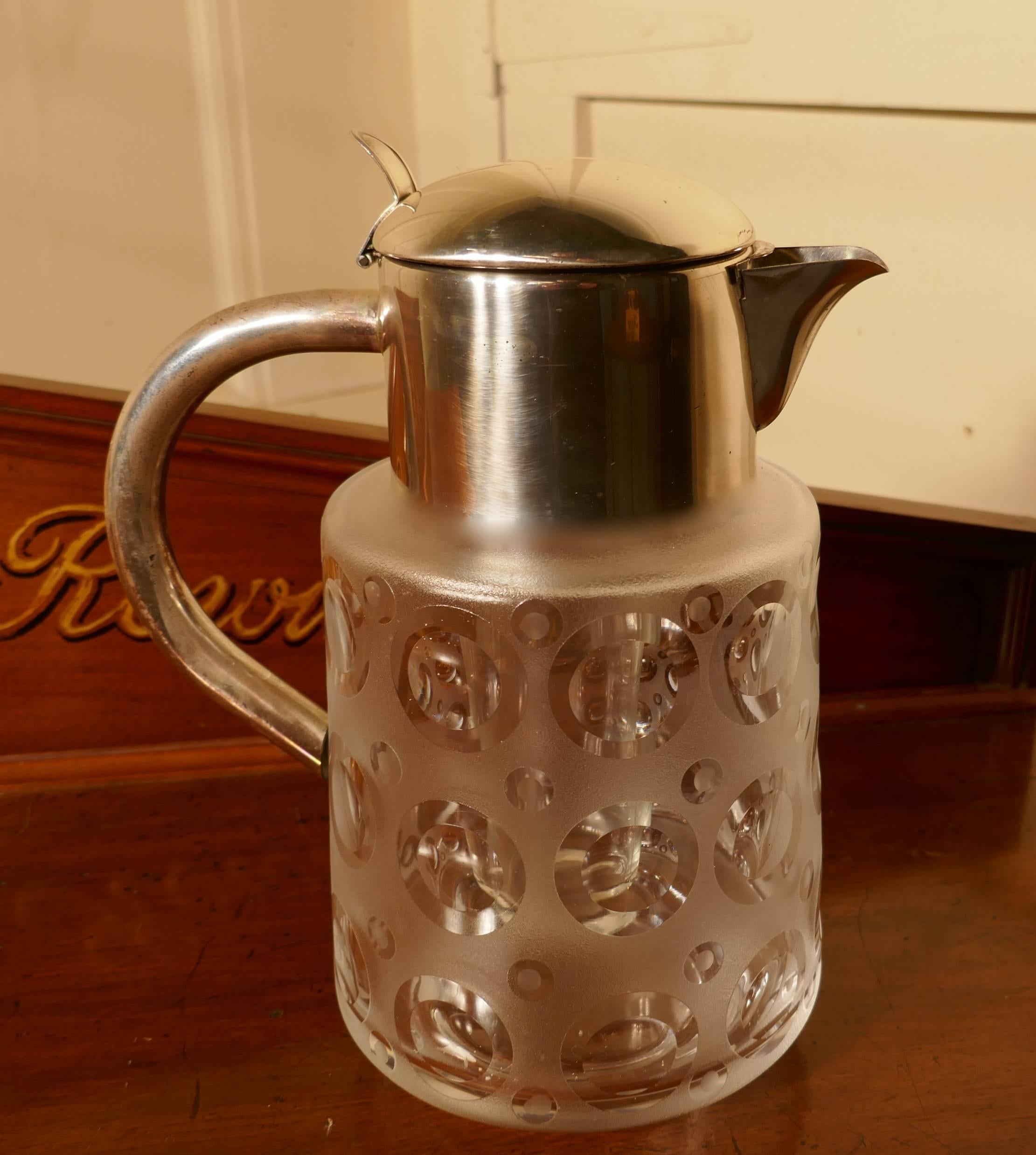 20th Century  Art Deco Silver Plated Chiller Jug, Wine, Ice Cold from Germany For Sale