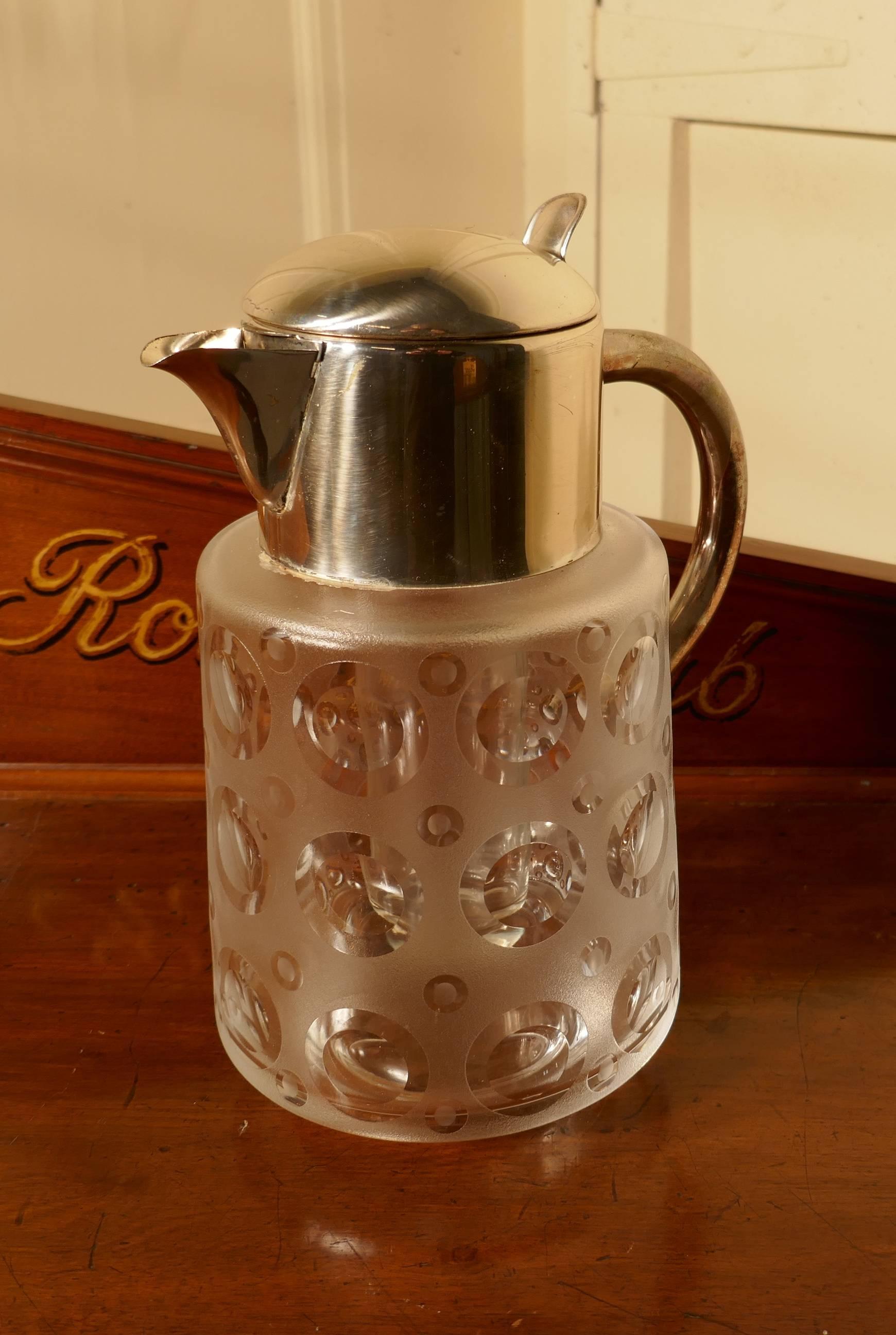  Art Deco Silver Plated Chiller Jug, Wine, Ice Cold from Germany For Sale 1