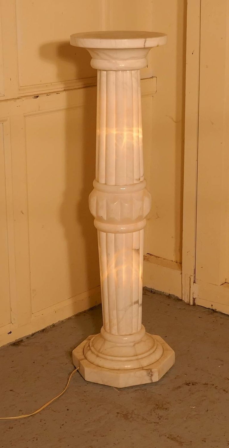 19th Century French Marble Illuminated White Marble Torchere Column For ...