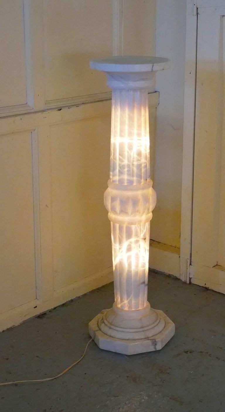 19th Century French Marble Illuminated White Marble Torchere Column For ...