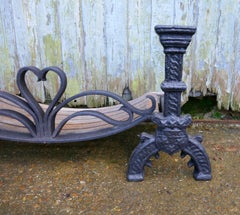 Pair of 19th Century Celtic Design Iron Andirons with Fire Grate
