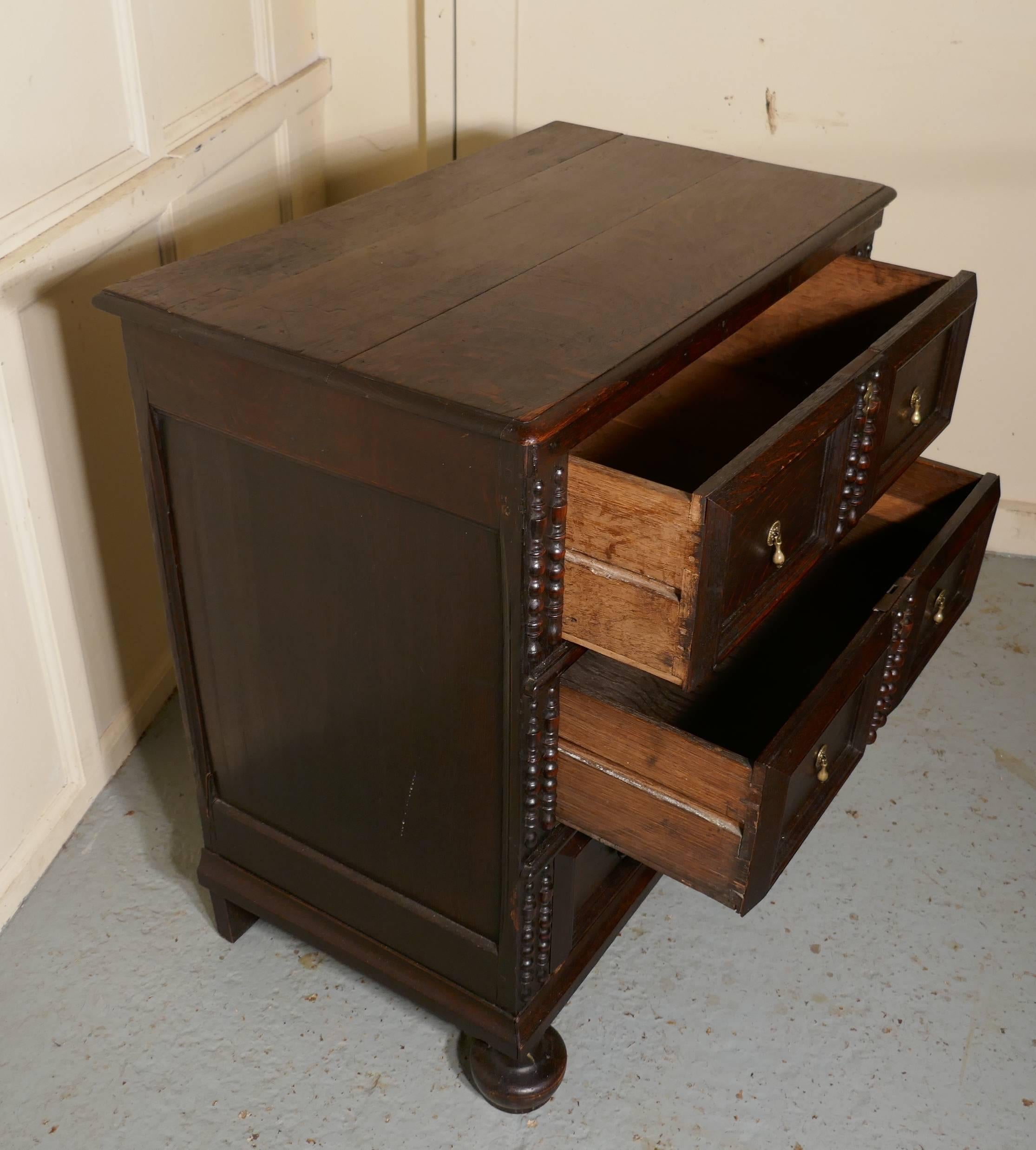 English 17th Century Small Oak Chest of Drawers