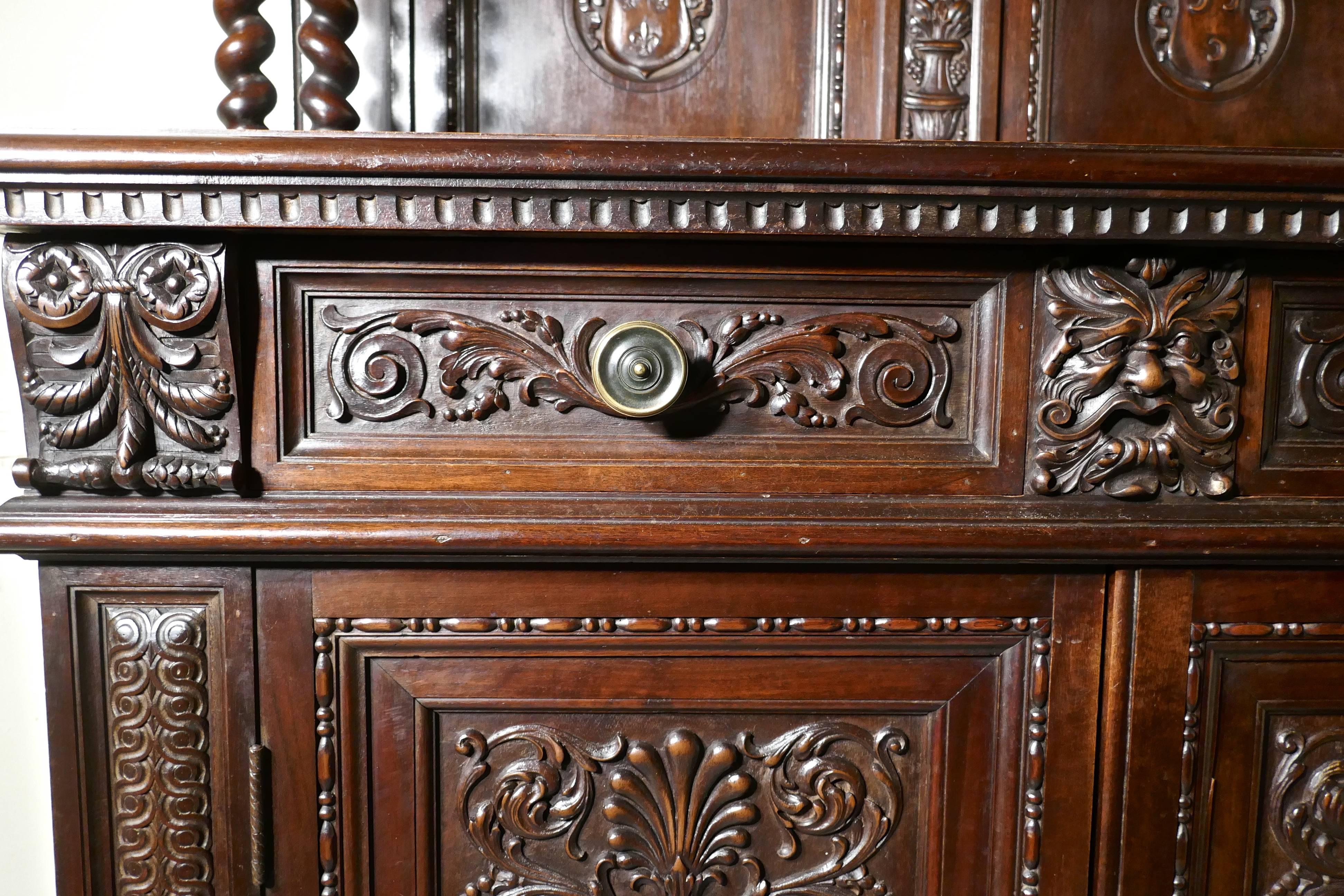 Green Man Gothic Carved Dresser by Edwards and Roberts 1