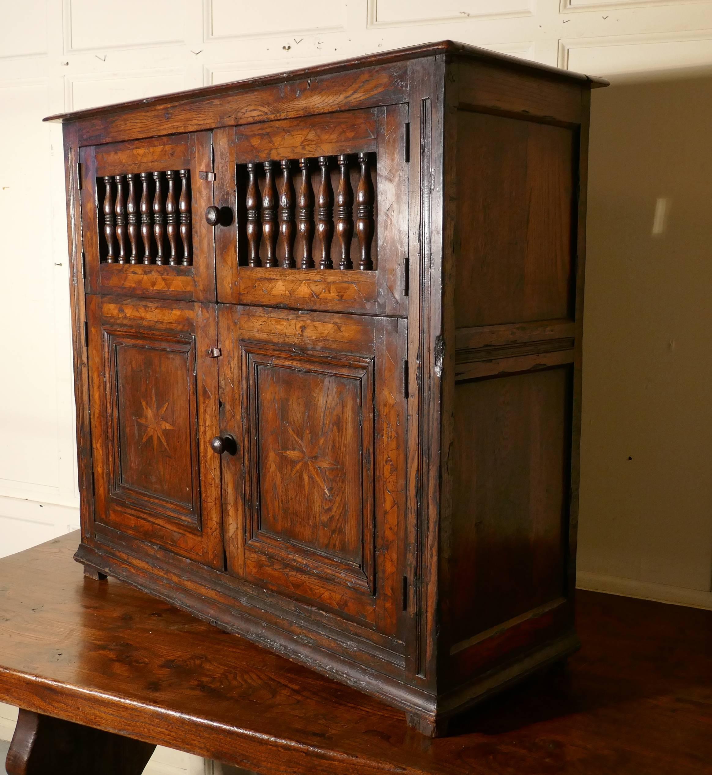 Late 18th Century Antique Inlaid Elm Food Cupboard, Bread Hutch 2