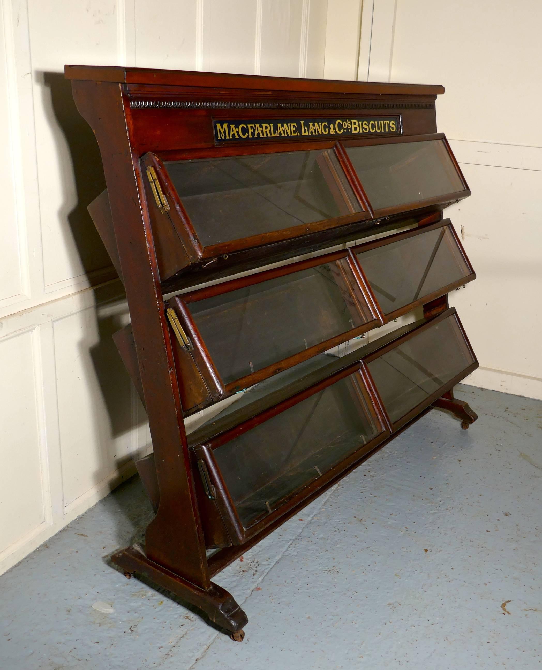 Noyer MacFarlane. Lang and Co's Biscuits Shop Display Cabinet 