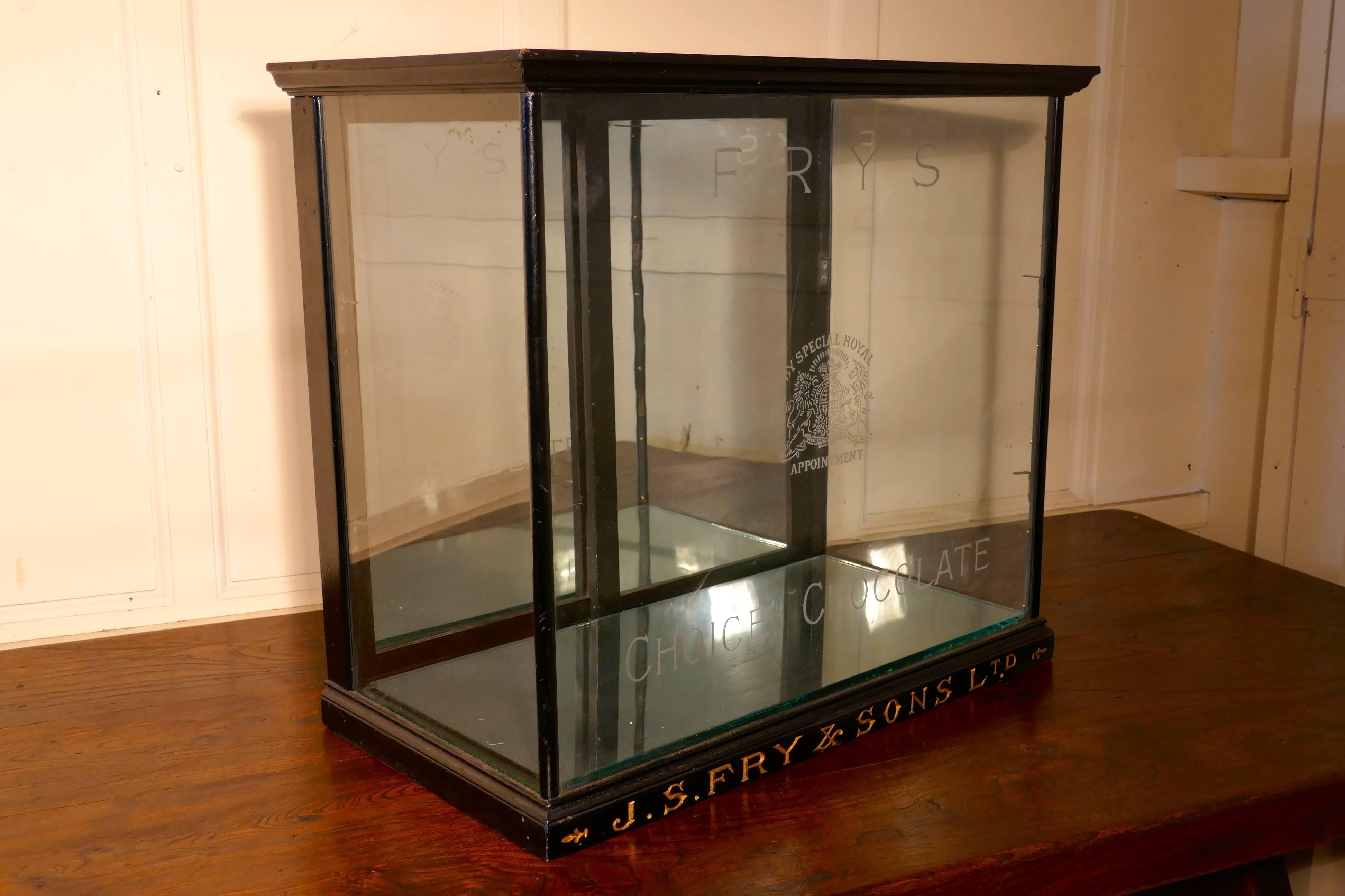 Fry’s Glazed Sweet Shop Display Cabinet

This Charming FRY’s Sweet Shop Display Cabinet is a counter top piece, the interior is accessed through sliding mirrored doors on the back, on the front glass it has a “Special Royal Appointment, FRY’s and