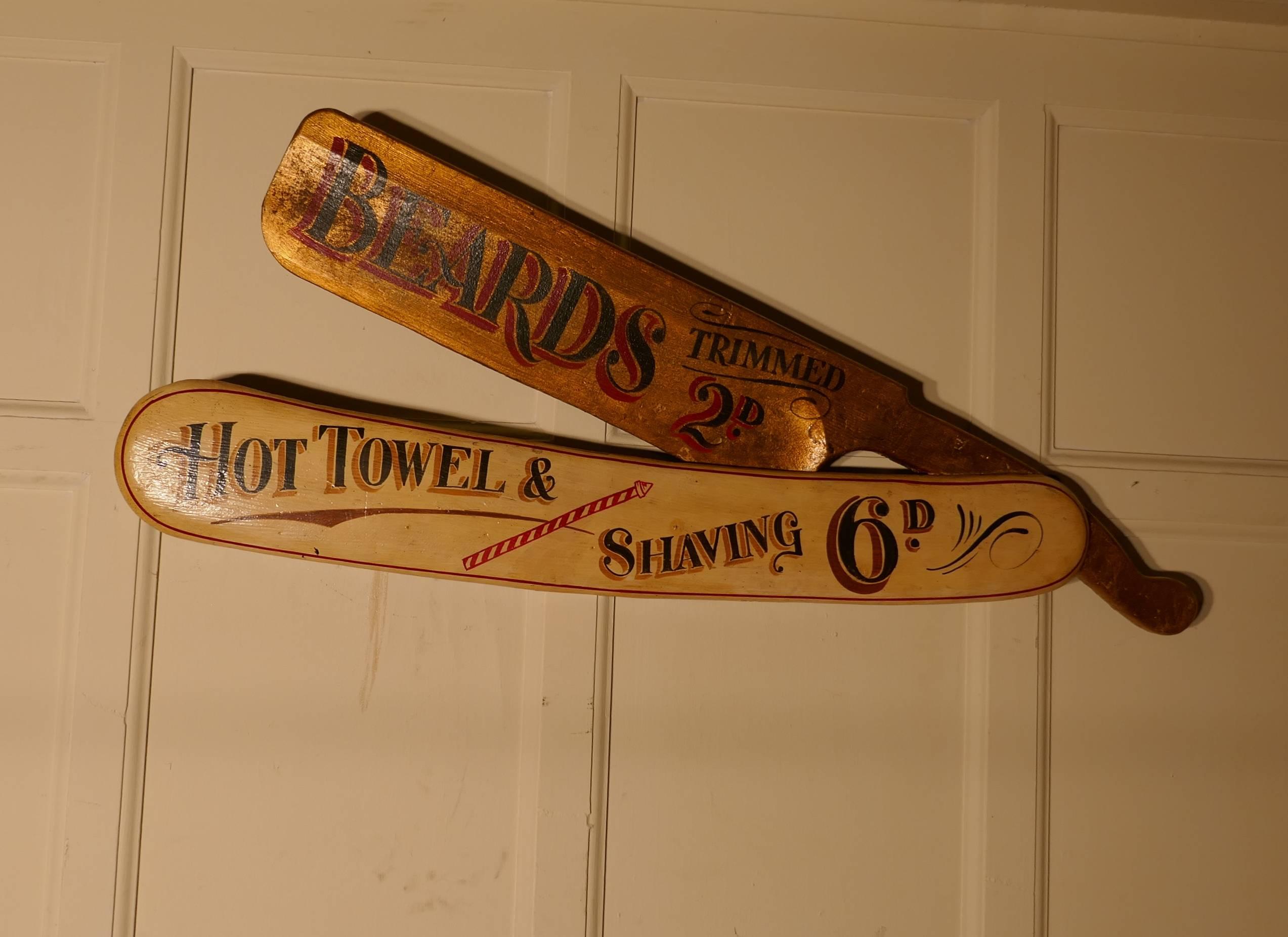 Large Barber Shop Trades Sign, Giant Cut Throat Razor In Good Condition In Chillerton, Isle of Wight