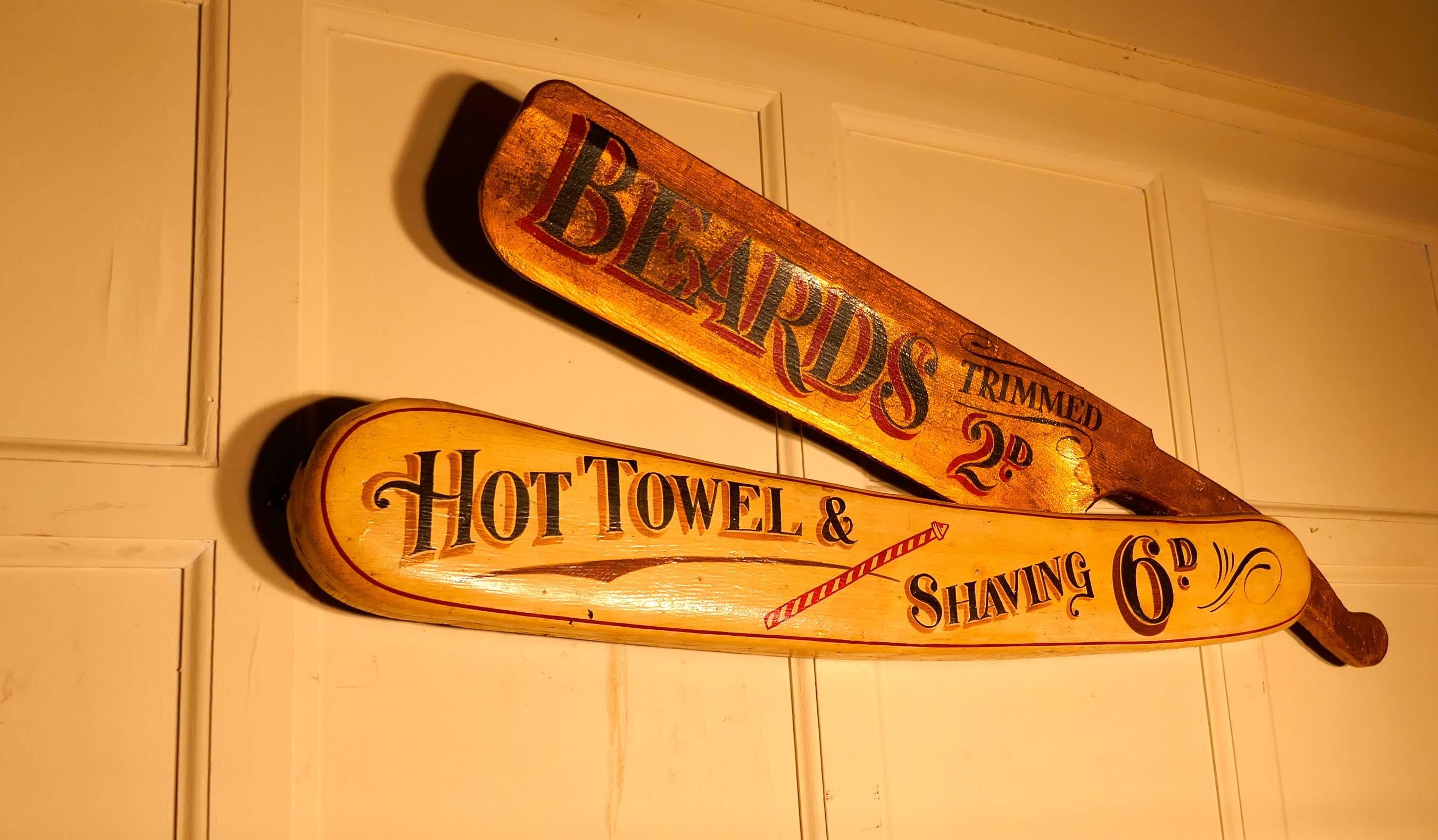A Large Barber Shop Trades Sign, Giant Cut Throat Razor

What a great piece to hang outside a Barber’s Shop, this one was made in the 1950s, it is a 3 dimensional piece

The razor is made in wood, it has fixings so that it can be screwed to a wall