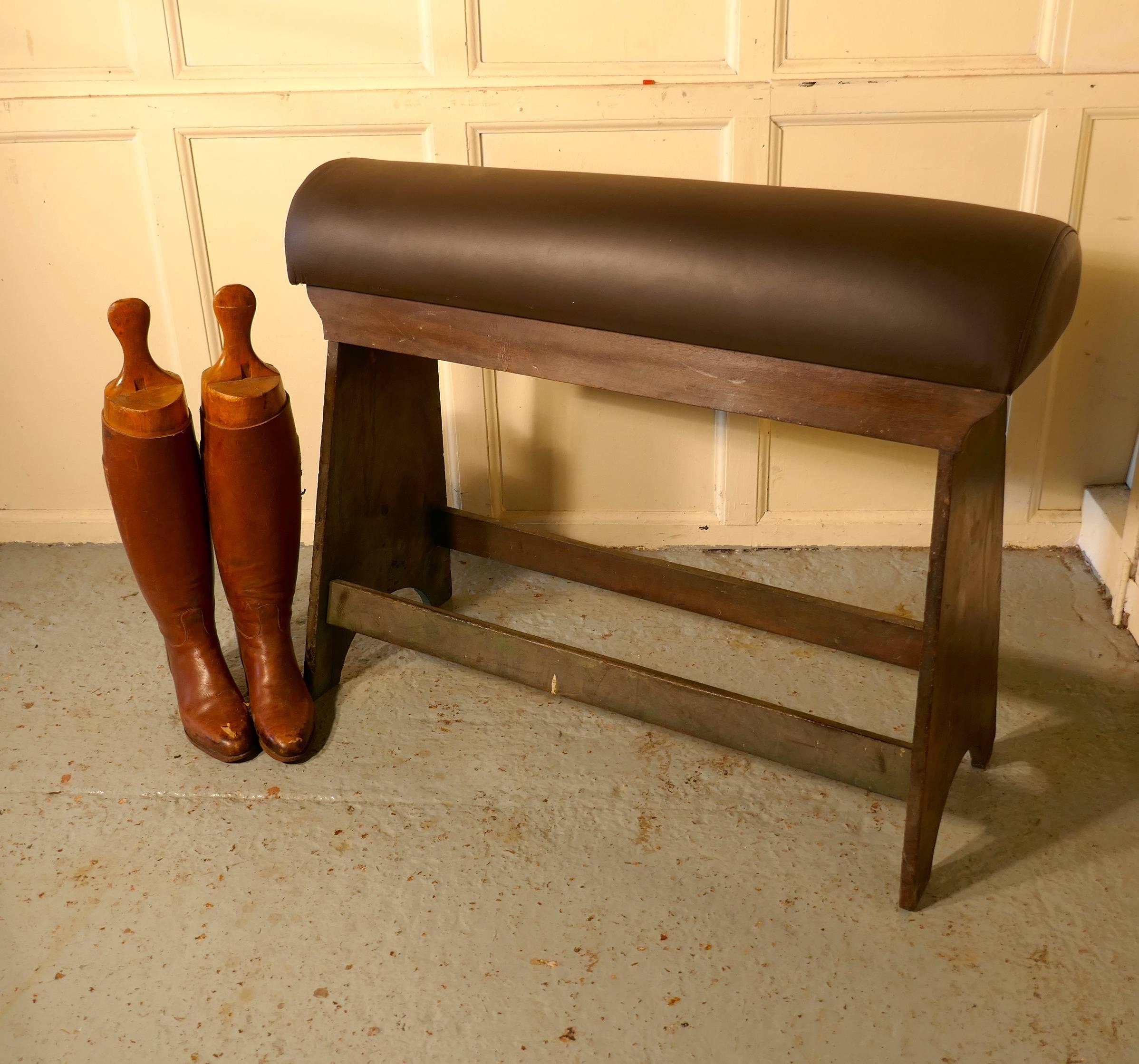 Georgian Mahogany Leather Upholstered Saddle Rack 2