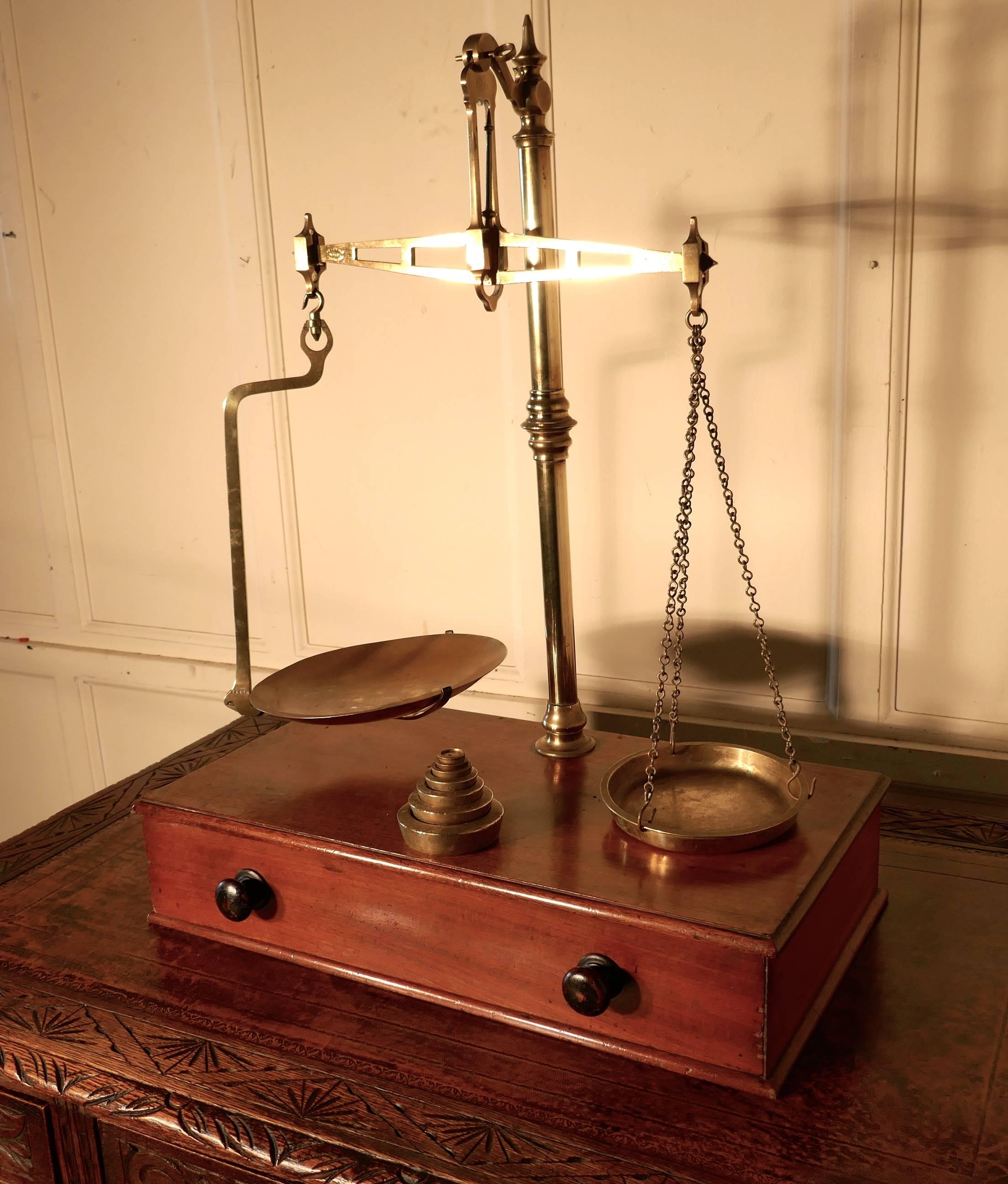 English Superb set of Brass Sweetie Balance Scales by Avery