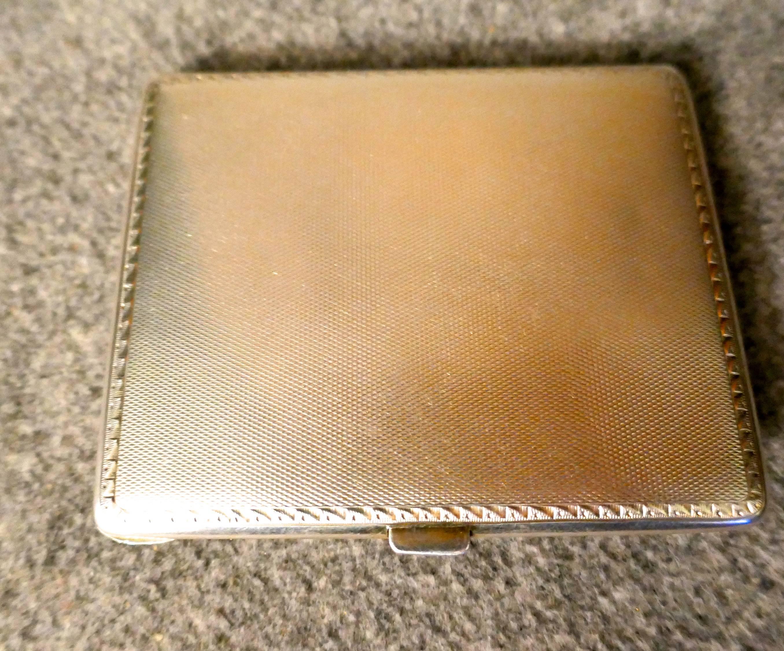 French Silver and Pink Guilloche Enamel Art Deco Cigarette Case 1