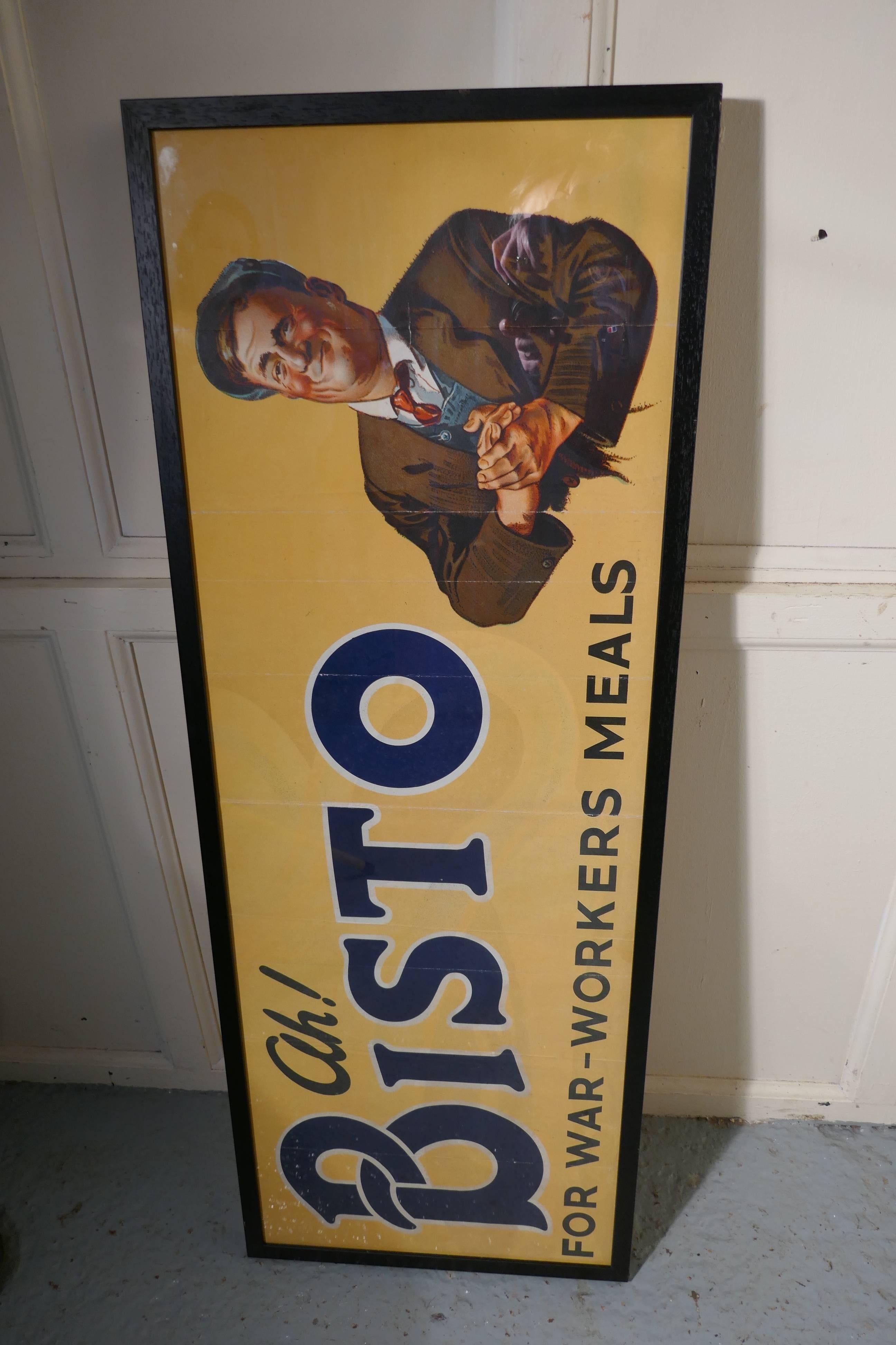 Industrial Framed Bisto Advertising Sign, Ah Bisto for War-Workers Meals Advertising Sign