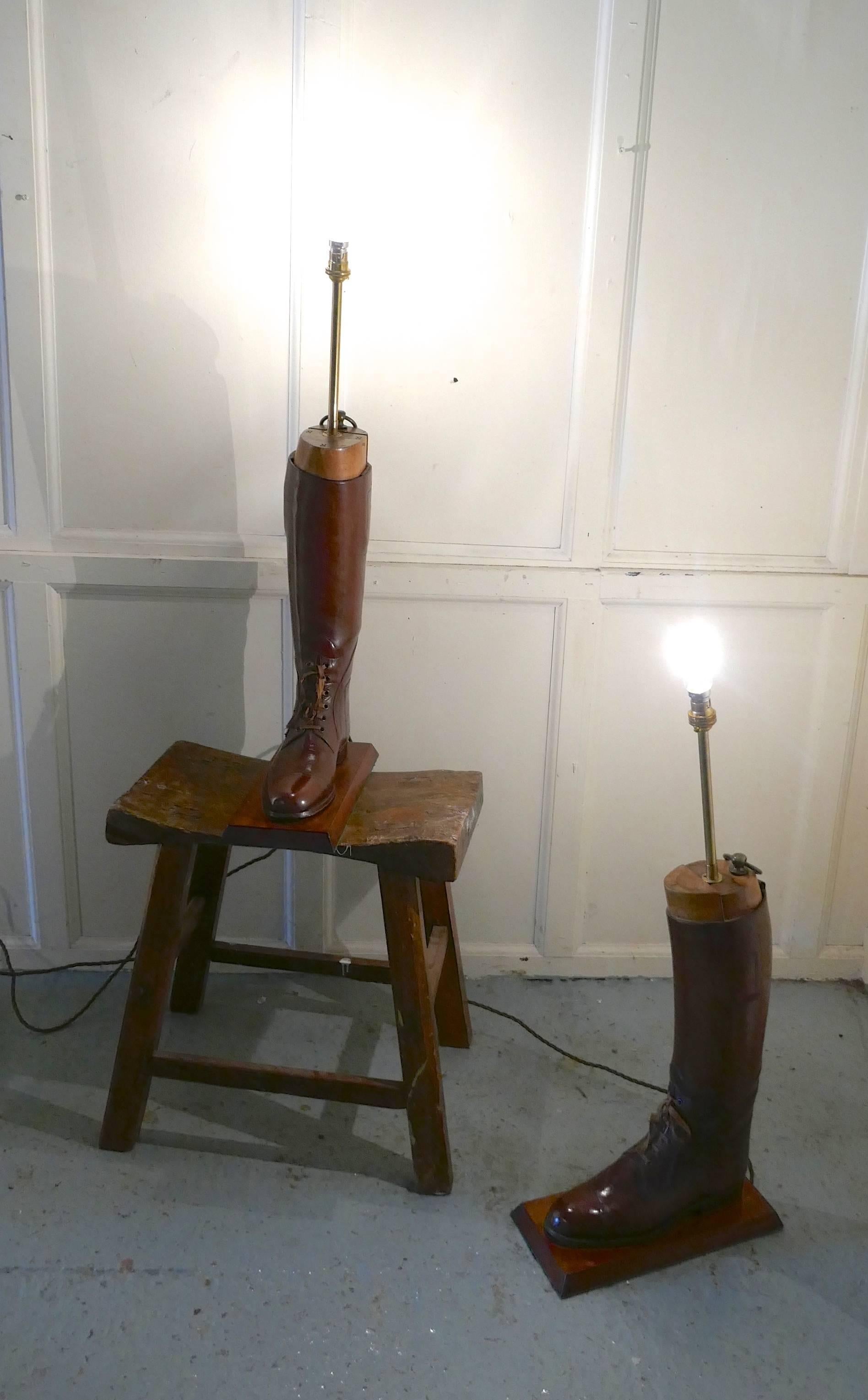 British Colonial Table Lamps, A pair of 20th Century Cavalry Officer’s Riding Boots