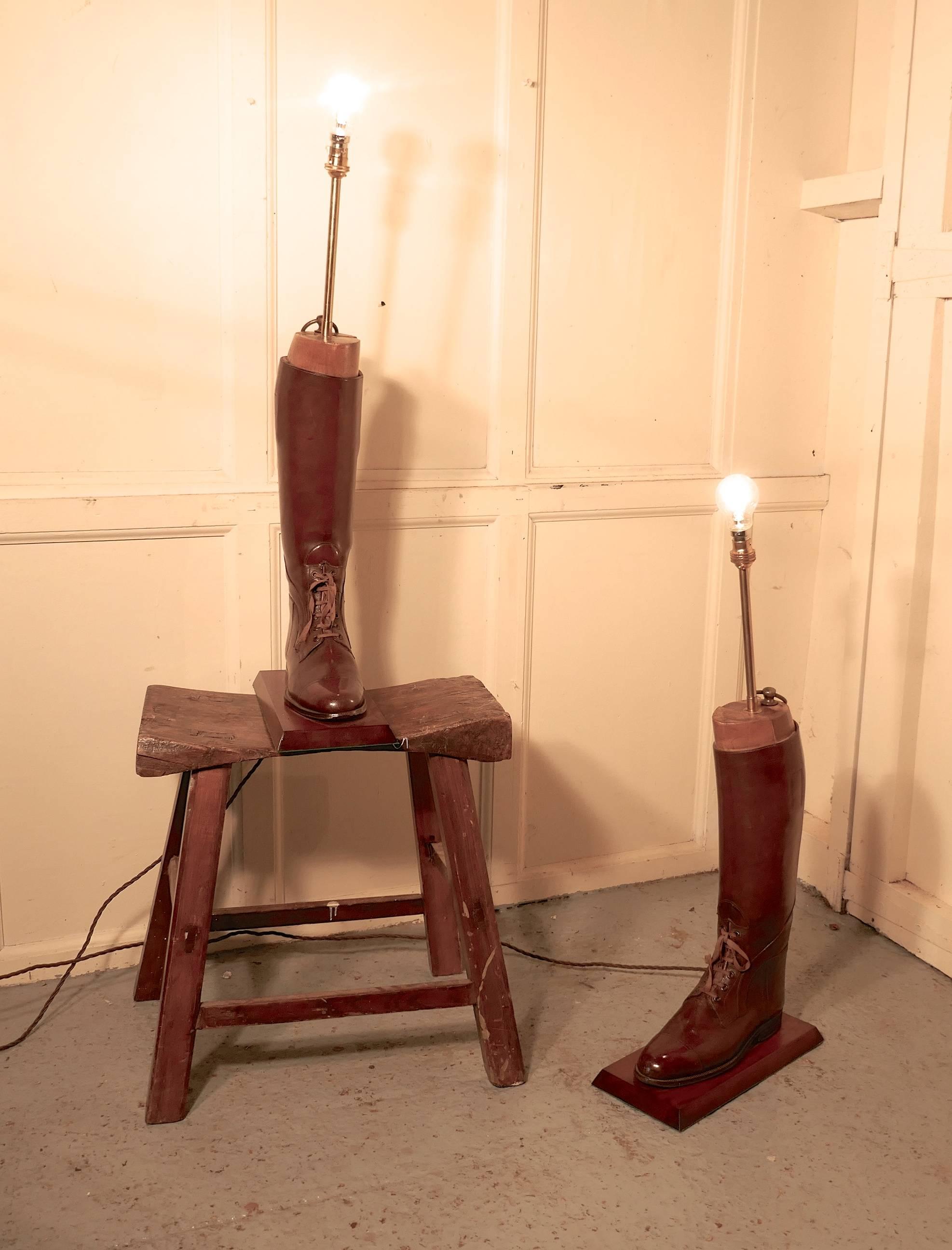 Table Lamps, A pair of 20th Century Cavalry Officer’s Riding Boots 2