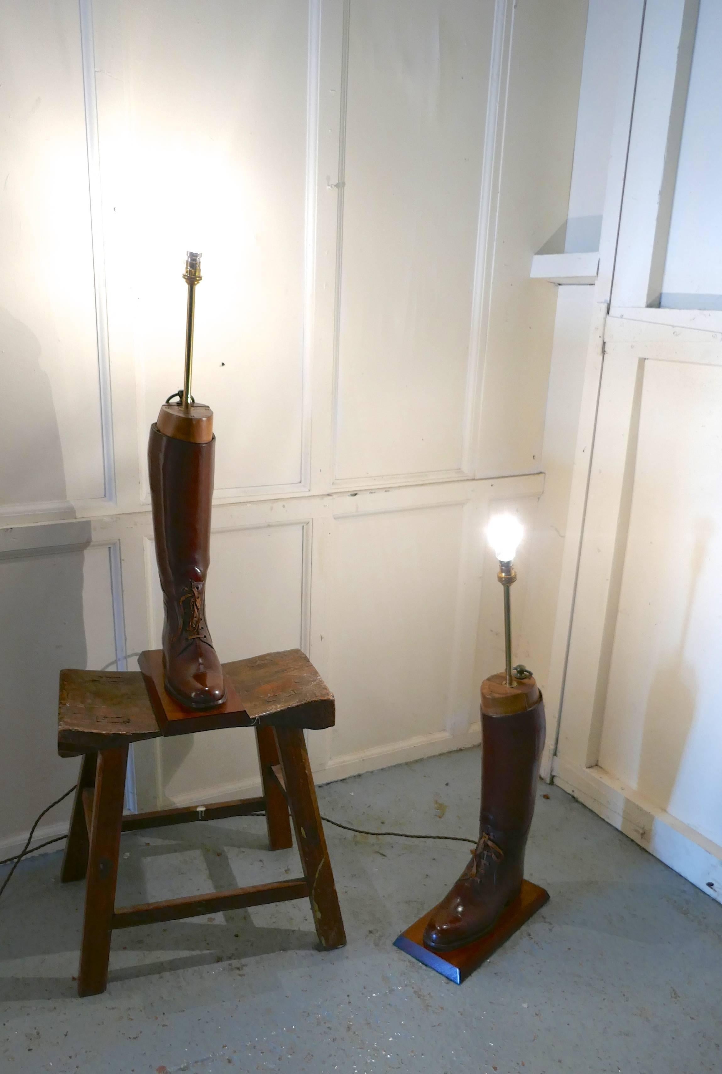Table Lamps, A pair of 20th Century Cavalry Officer’s Riding Boots In Good Condition In Chillerton, Isle of Wight