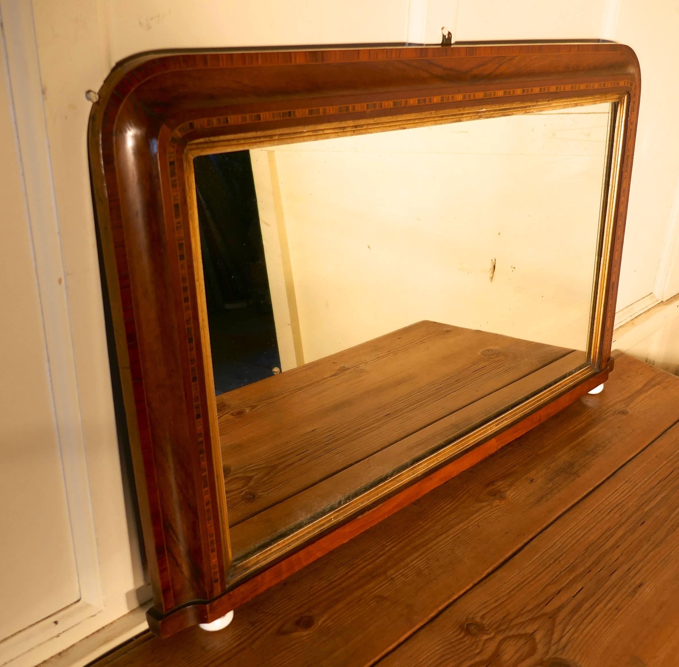 Victorian Mirror Inlaid Walnut Overmantle In Good Condition In Chillerton, Isle of Wight