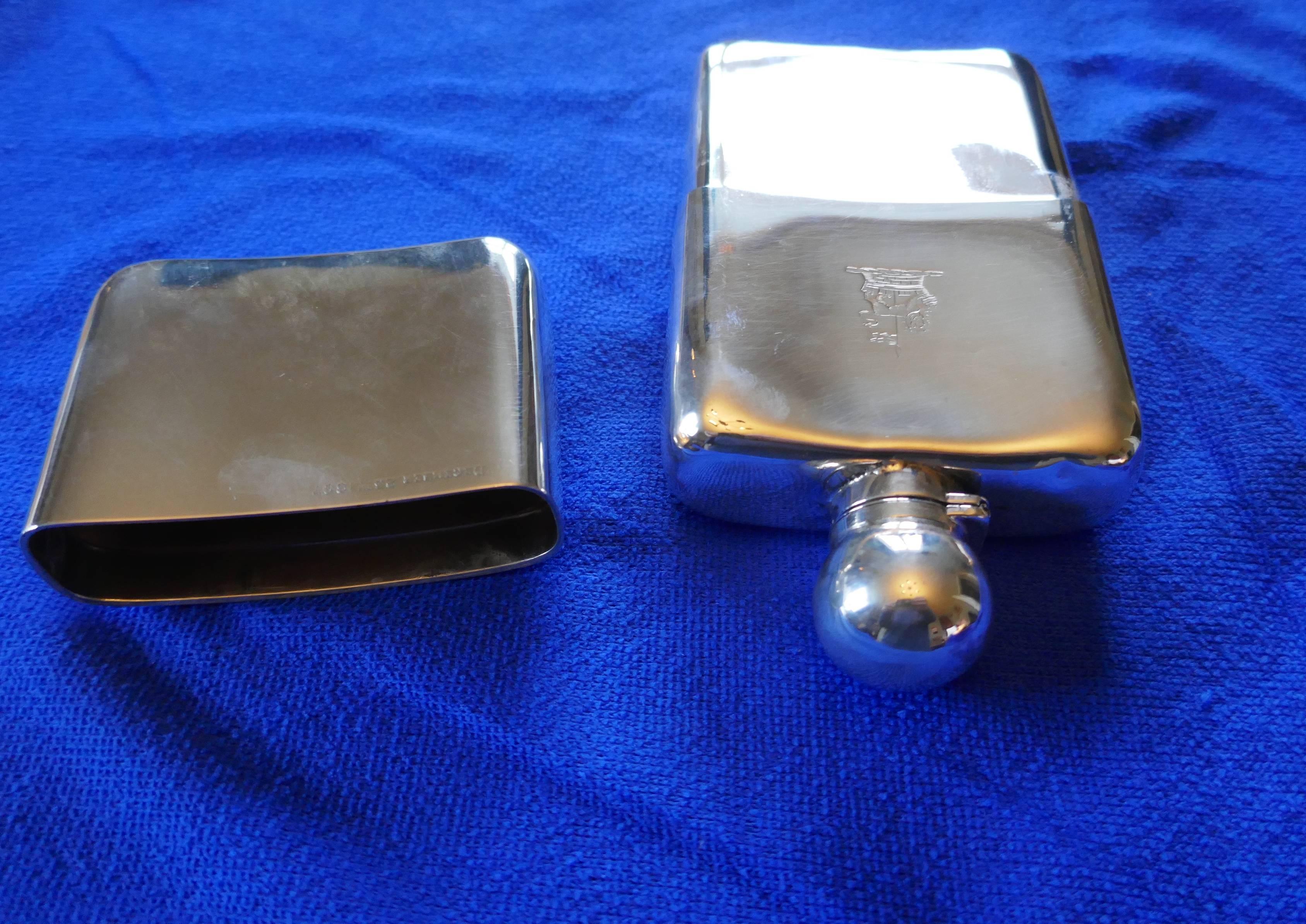 British Colonial Solid Silver Hall Marked Brandy Flask and Cup by Mappin Brothers, 1897 For Sale