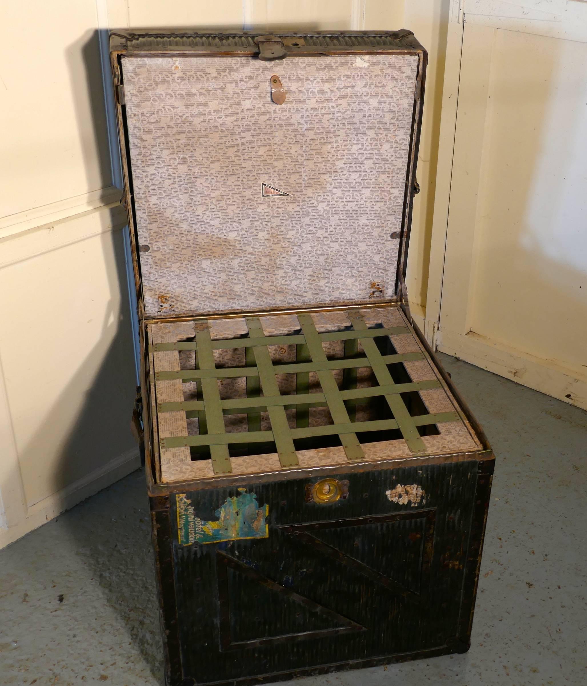 American Classical 19th Century Travel Trunk by Innovation For Sale