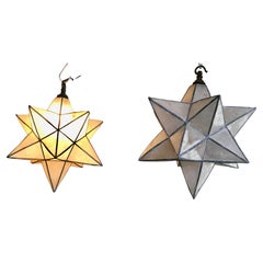 Pair of Wonderful French Mid Century Star Pendant Light Shades